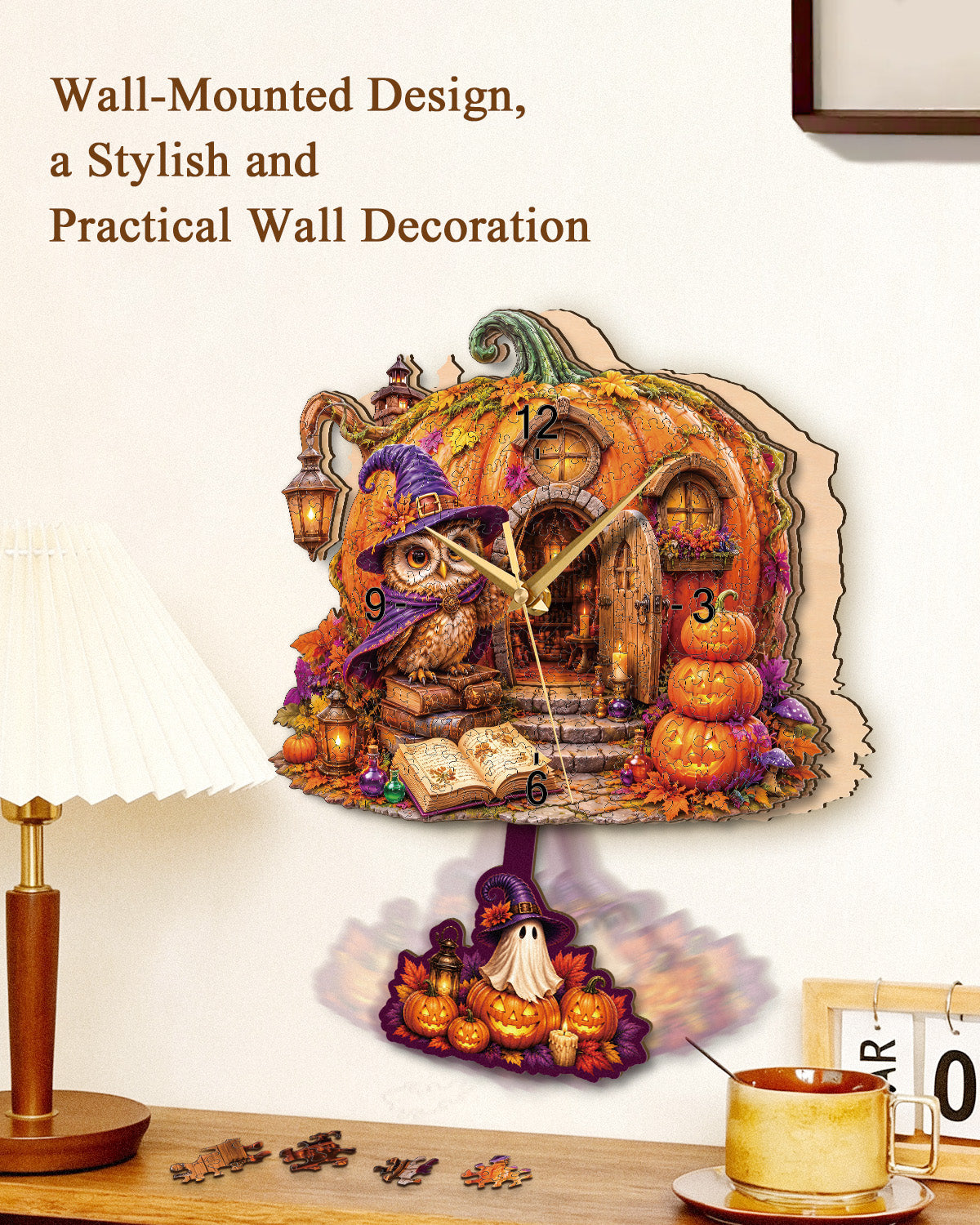 kaayee-clock-kit-enchanted-pumpkin-cottage-holz-puzzle-uhr image 4