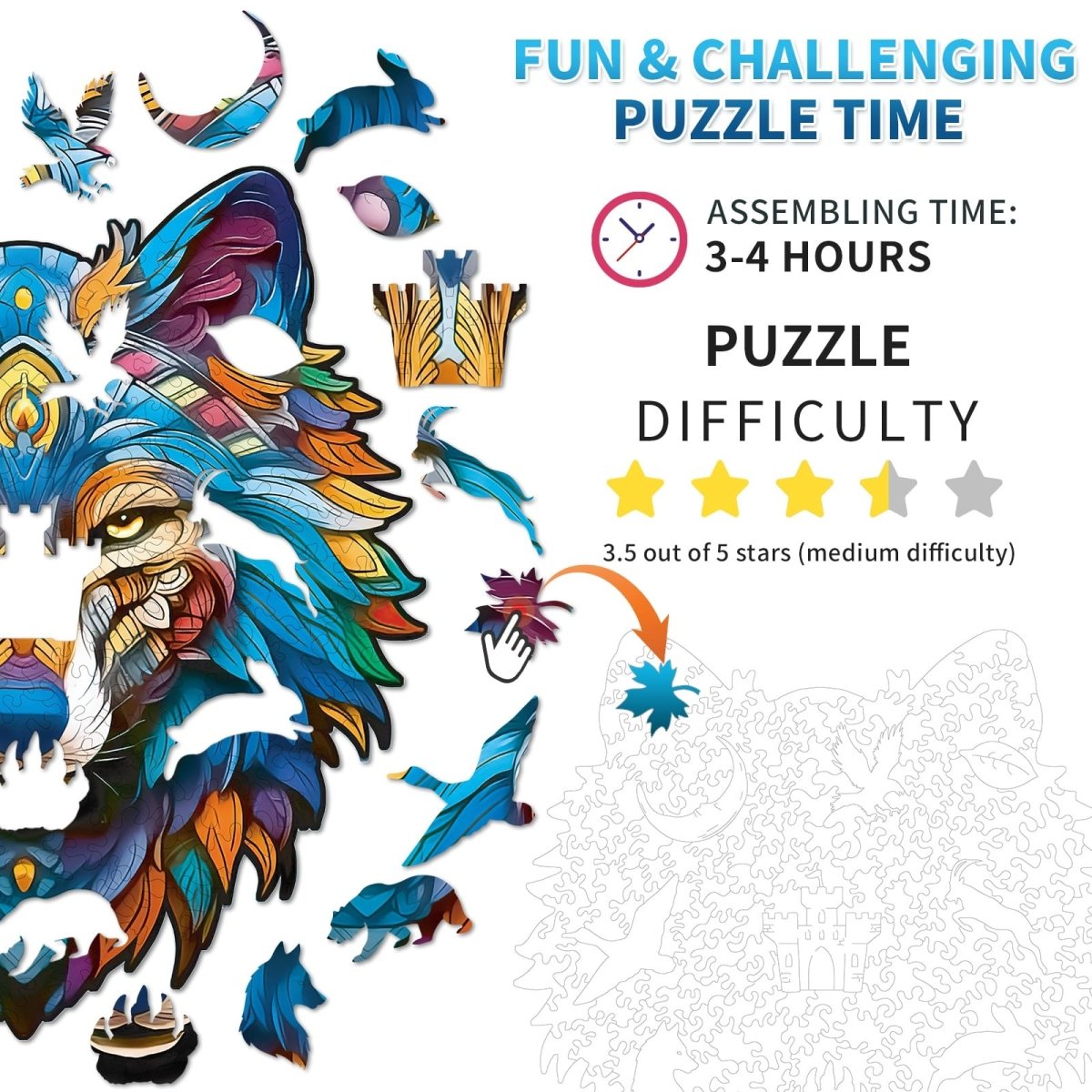 kaayee-wooden-puzzle-majestic-wolf-holzpuzzle-medium image 4