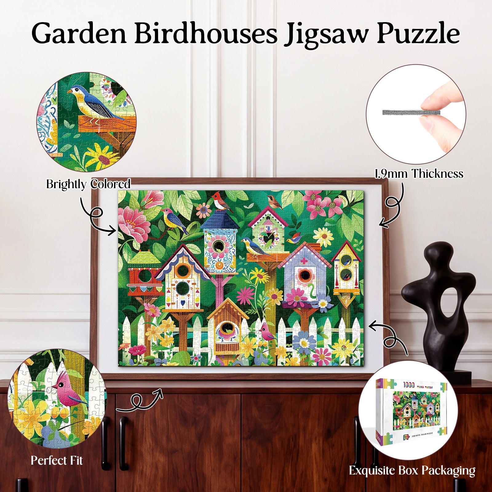 kaayee-garden-birdhouses-puzzle-1000-teile-eco-white-board-garten image 3