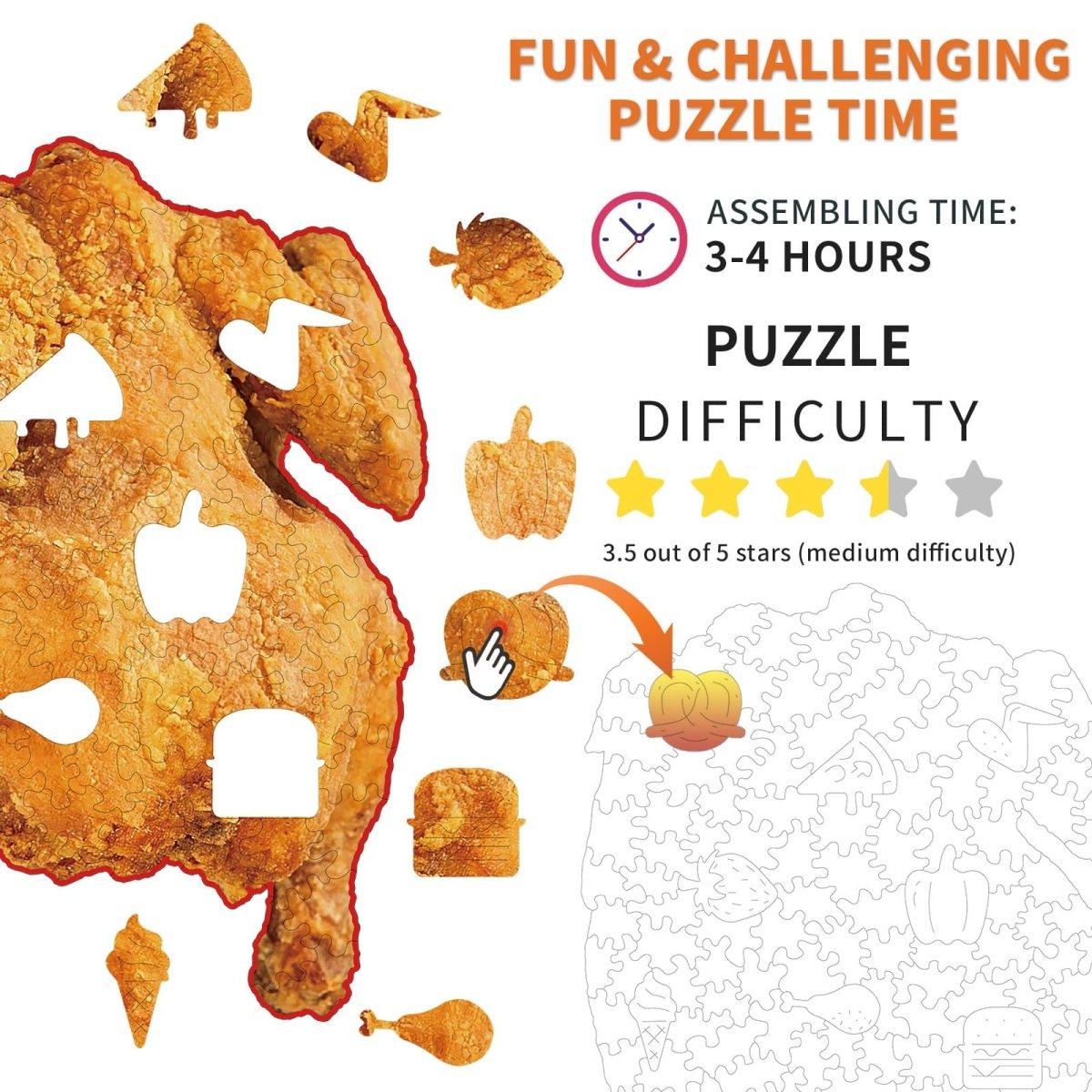 kaayee-wooden-puzzle-fried-chicken-holzpuzzle-small-pocket-escape image 4