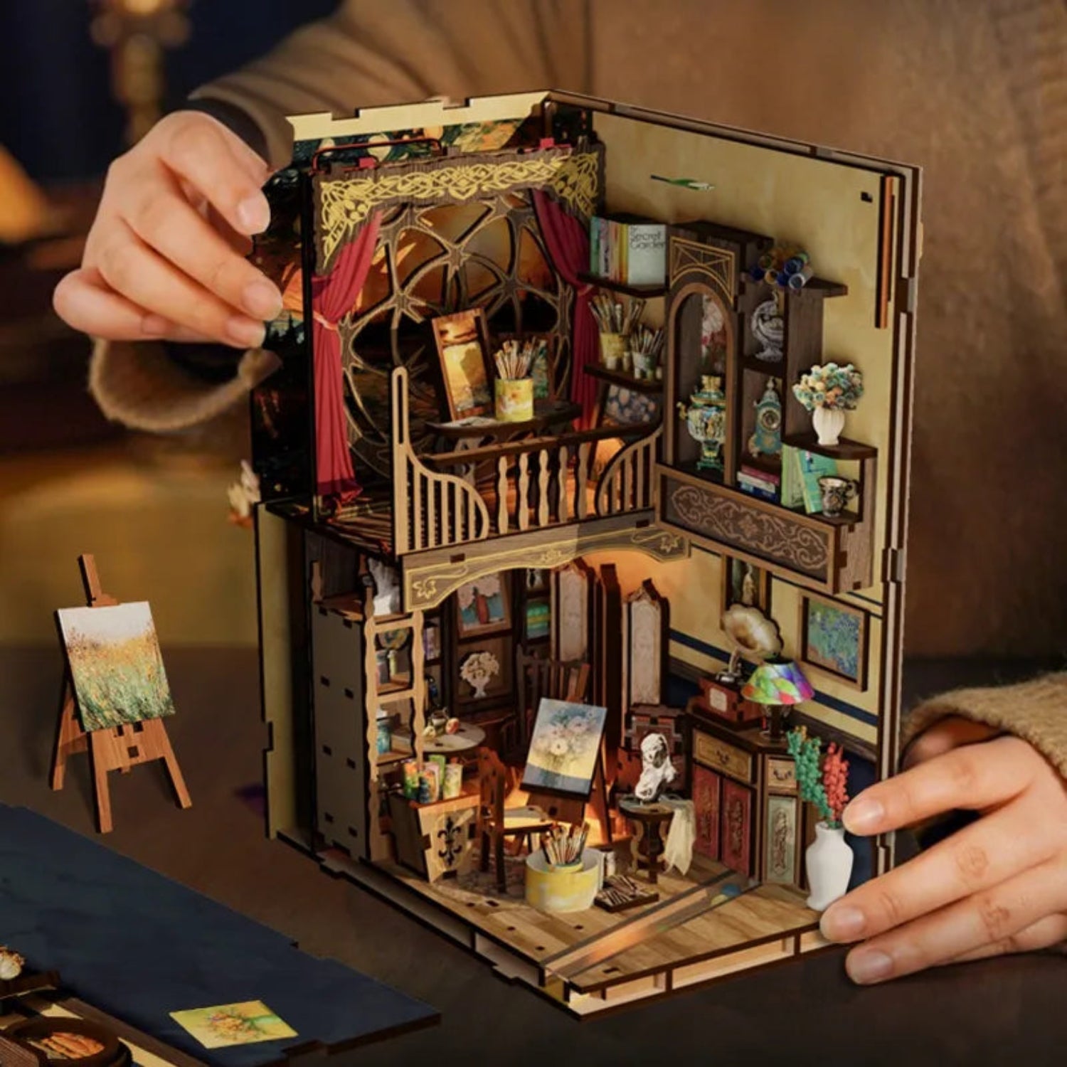 magicholz-book-nook-van-gogh-sternennacht-bastelset-led image 2