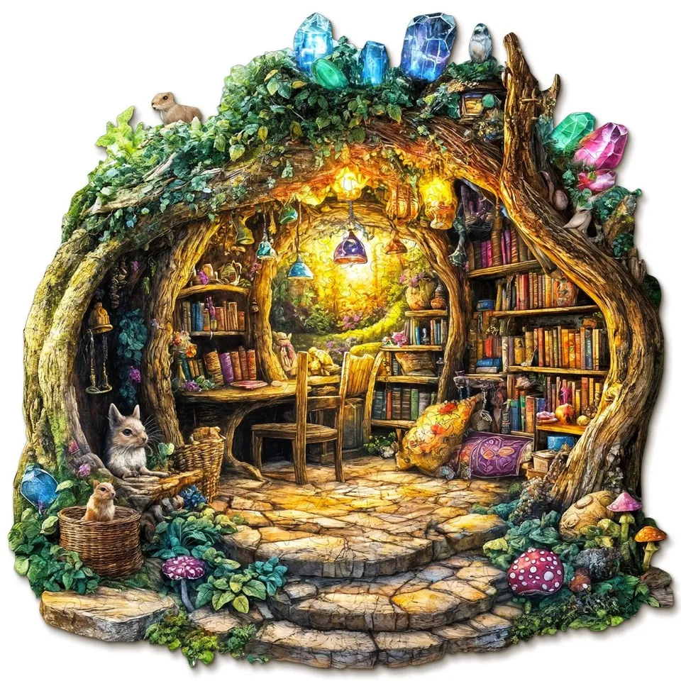 kaayee-wooden-puzzle-forest-mushroom-house-holzpuzzle-medium-pilzhaus image 1