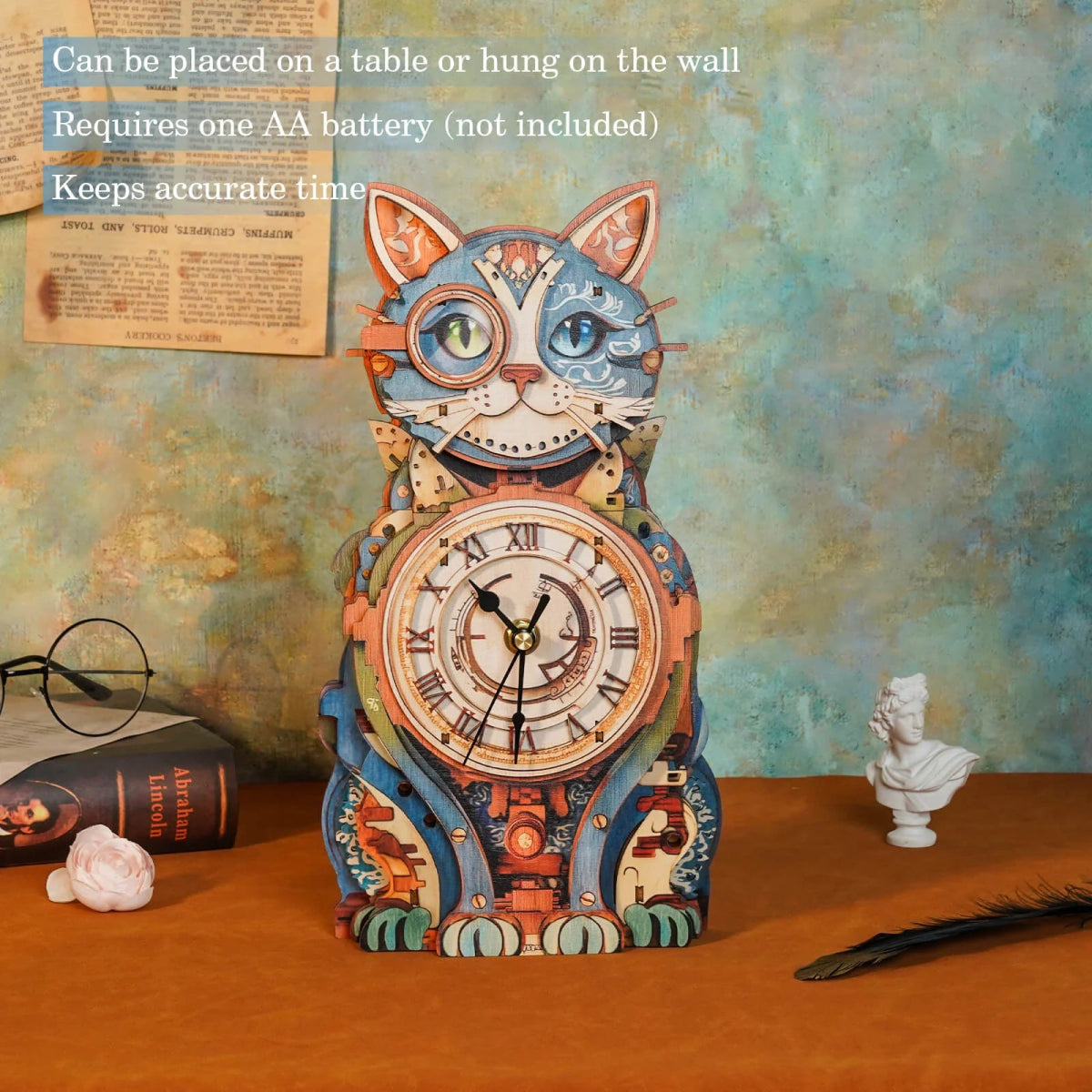 kaayee-clock-kit-cat-detective-holzuhr-bausatz-mit-pendel image 2
