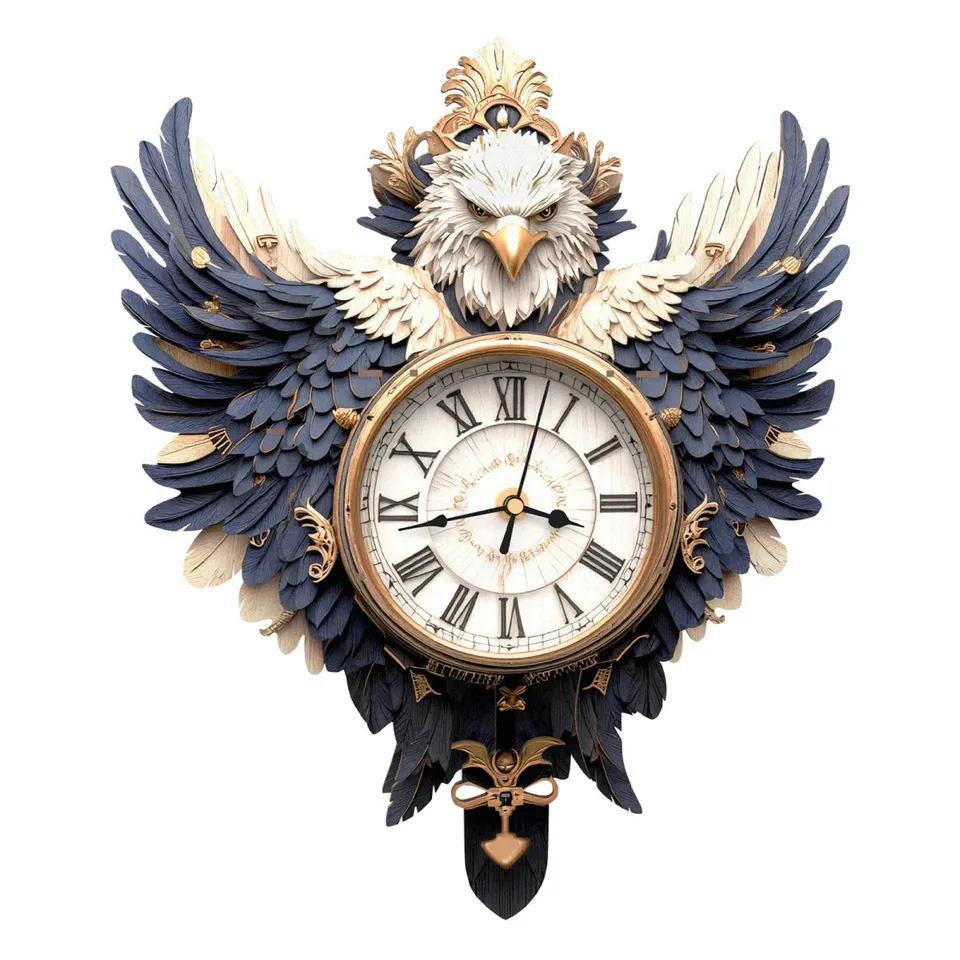 kaayee-clock-kit-eagle-holzuhr-mit-pendel-3d-puzzle image 1