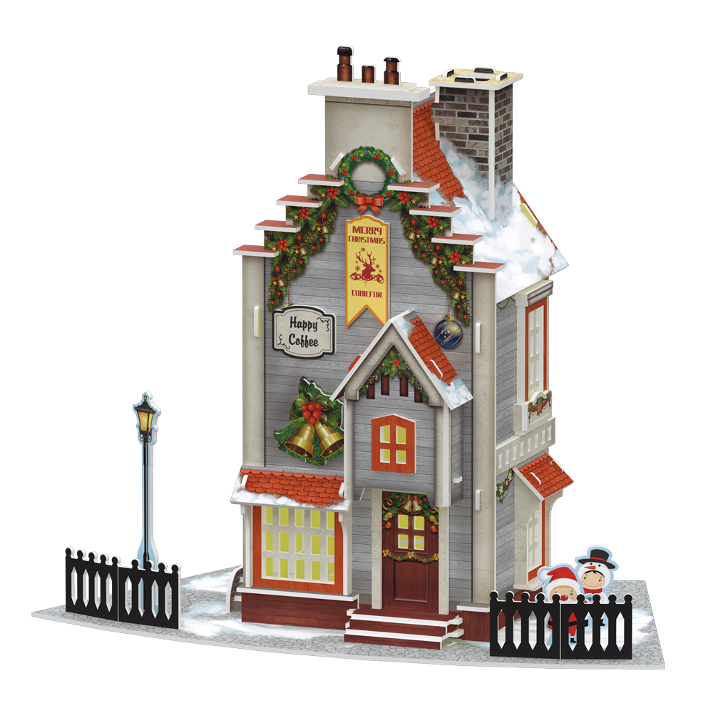 cubicfun-christmas-village-cafe-ventynas-p802h-3d-puzzle image 2