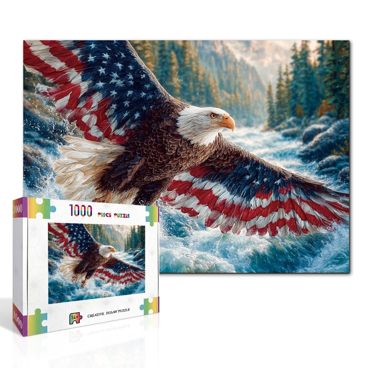 kaayee-cardboard-puzzle-flag-bald-eagle-1000-teile-eco-white image 2