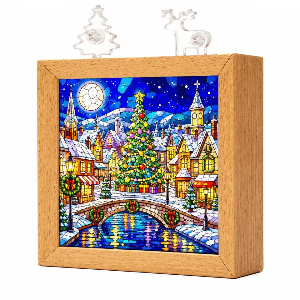 kaayee-night-light-nachtlicht-christmas-town-holzrahmen image 1