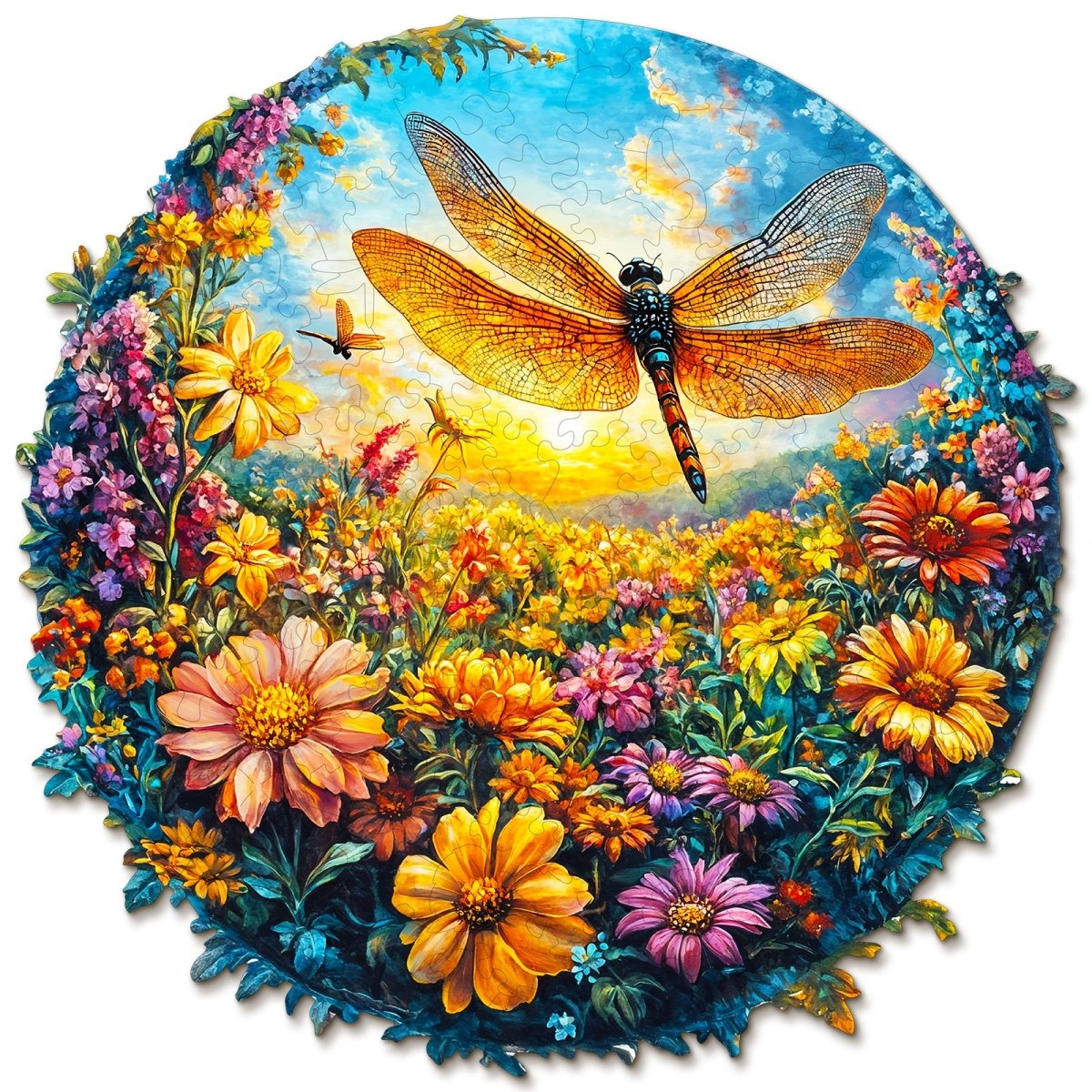 kaayee-wooden-puzzle-libelle-blumen-holzpuzzle-mittel image 1