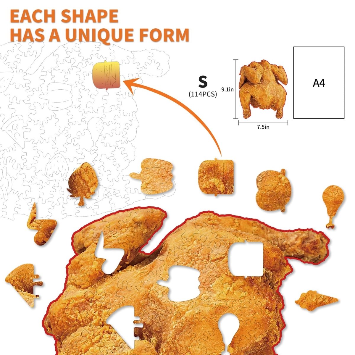 kaayee-wooden-puzzle-fried-chicken-holzpuzzle-small-pocket-escape image 3