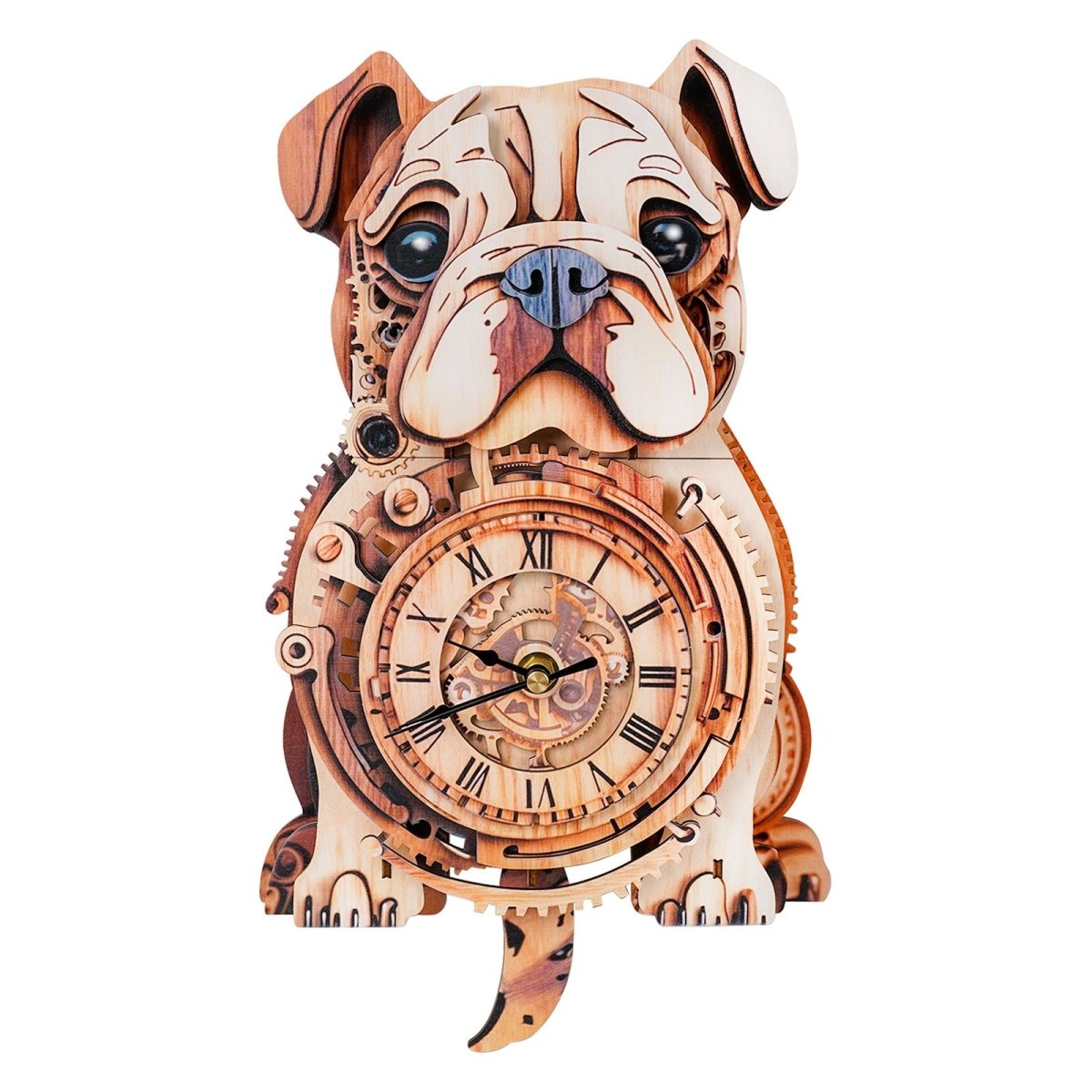 kaayee-clock-kit-bulldog-holzuhr-3d-puzzle-bausatz-hund image 1