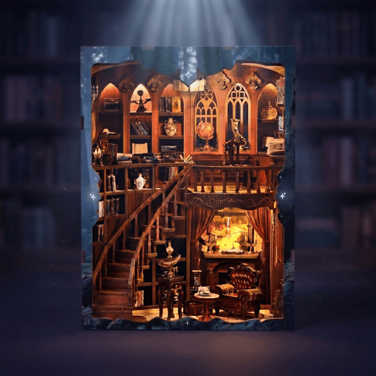 magicholz-book-nook-twilight-midnight-study-bibliothek-mit-licht image 6