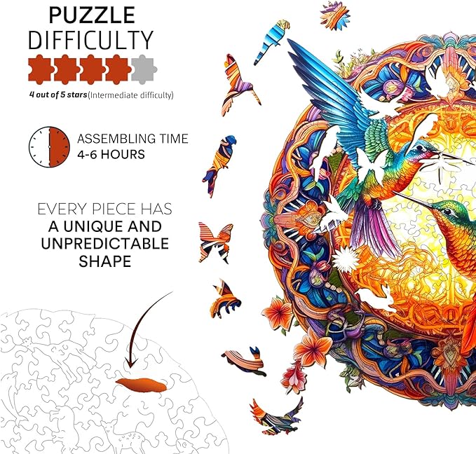 jigfoxy-hummingbirds-holzpuzzle-s-100-teile-rund image 6