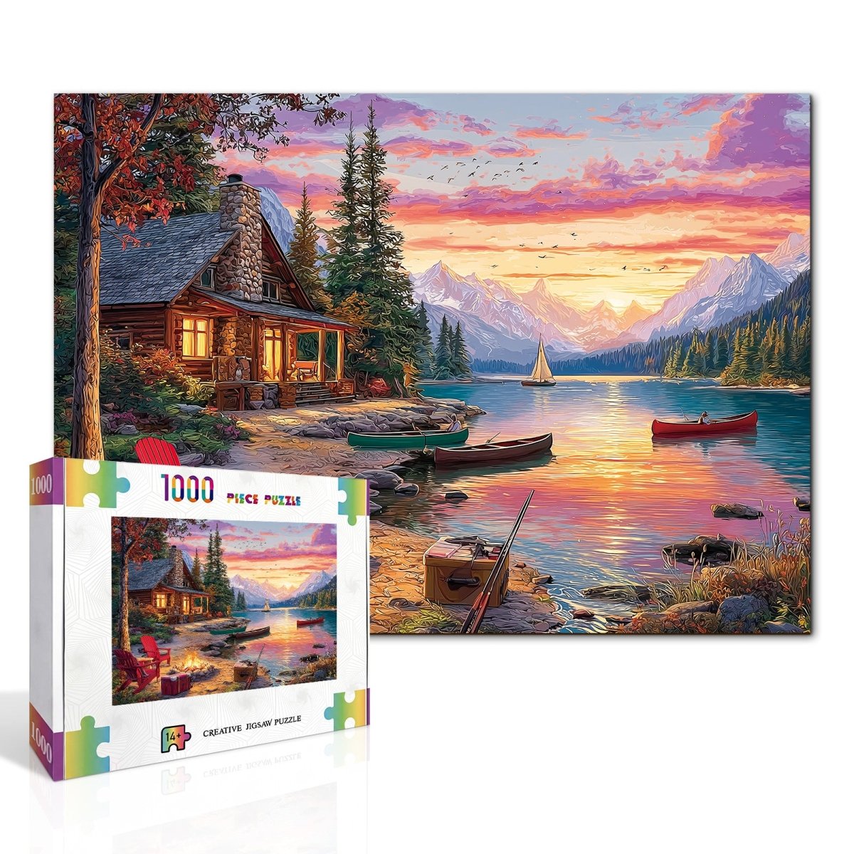 kaayee-cardboard-twilight-lake-1000-teile-puzzle-standard image 2