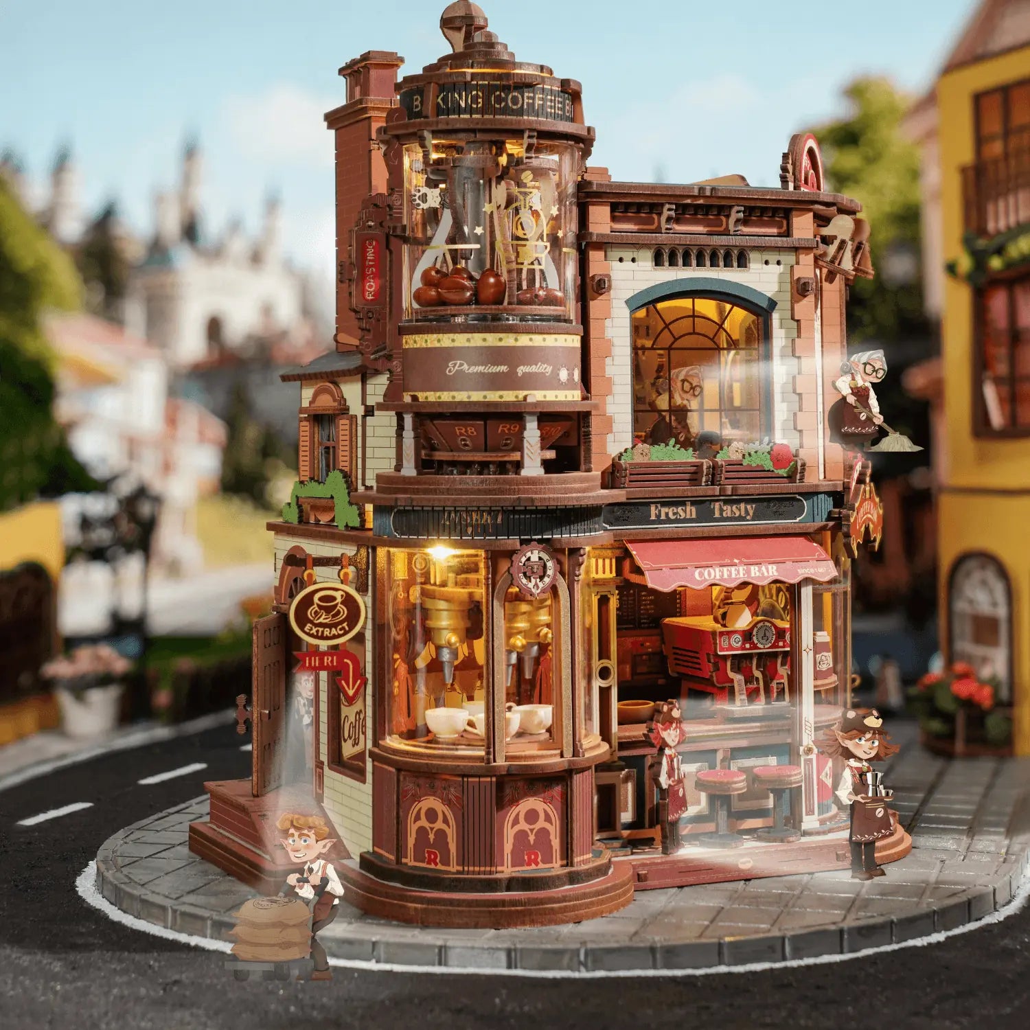 magicholz-miniaturhaus-dream-coffee-factory-holzbausatz-mit-licht image 8