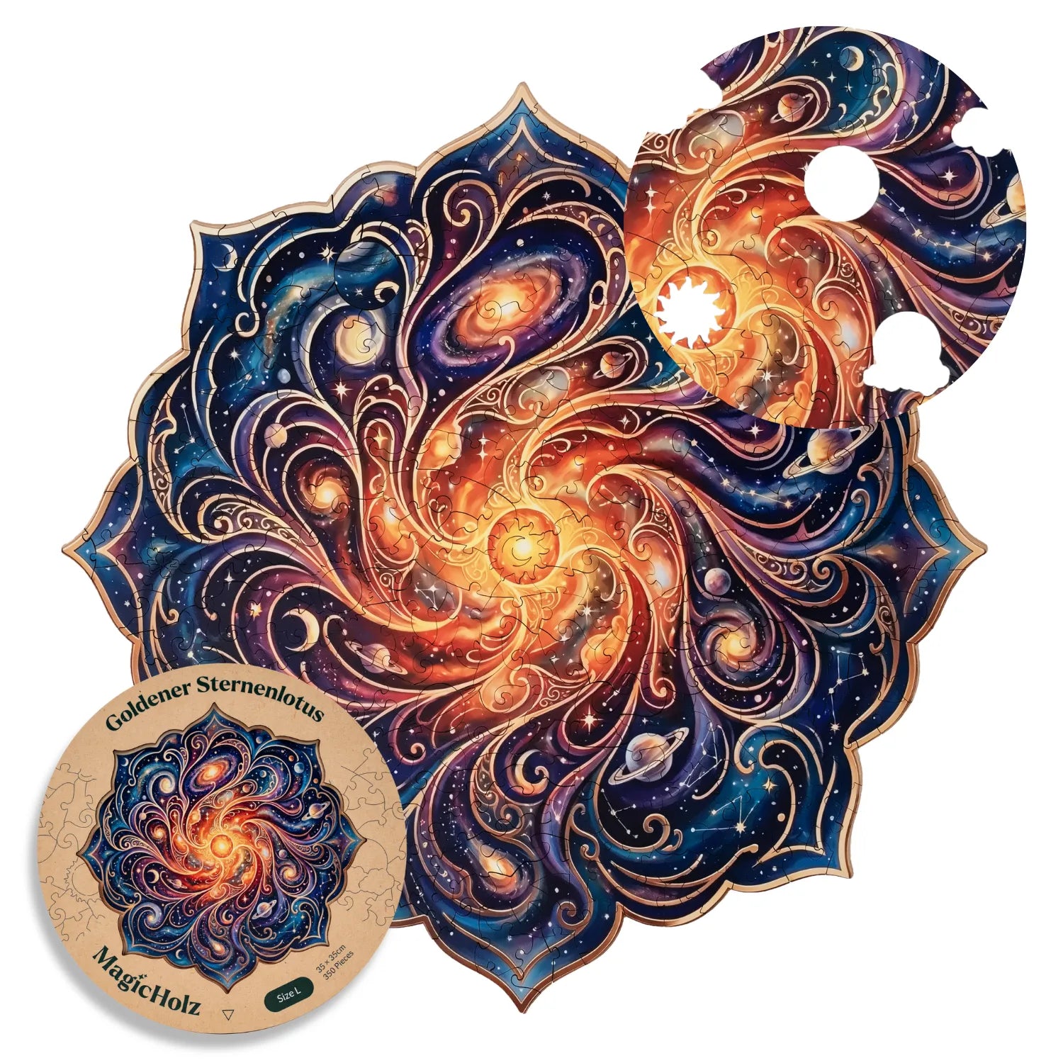 magicholz-holzpuzzle-goldener-sternenlotus-mandala-350-teile-35x35 image 7
