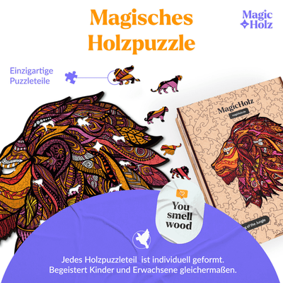 magicholz-holzpuzzle-k-nig-des-dschungels-l-we-tierpuzzle image 2