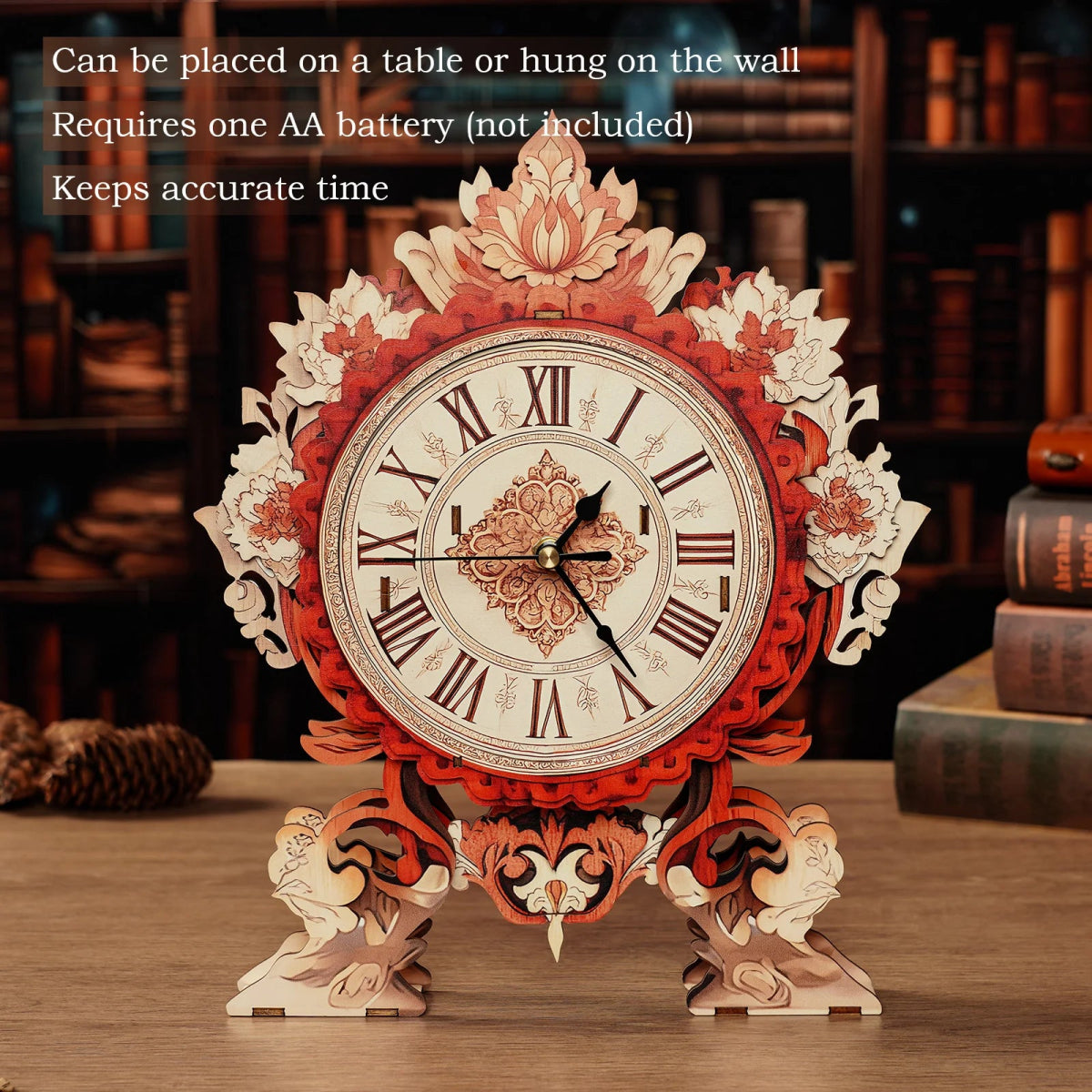 kaayee-clock-kit-flame-flower-uhr-holzbausatz-rot image 2