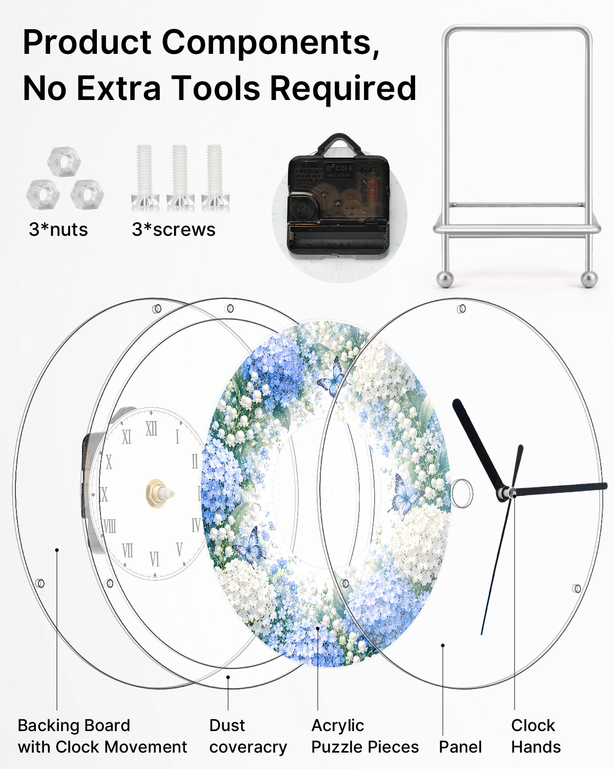 kaayee-clock-kit-hydrangea-garden-puzzle-uhr-regular-acryl image 6