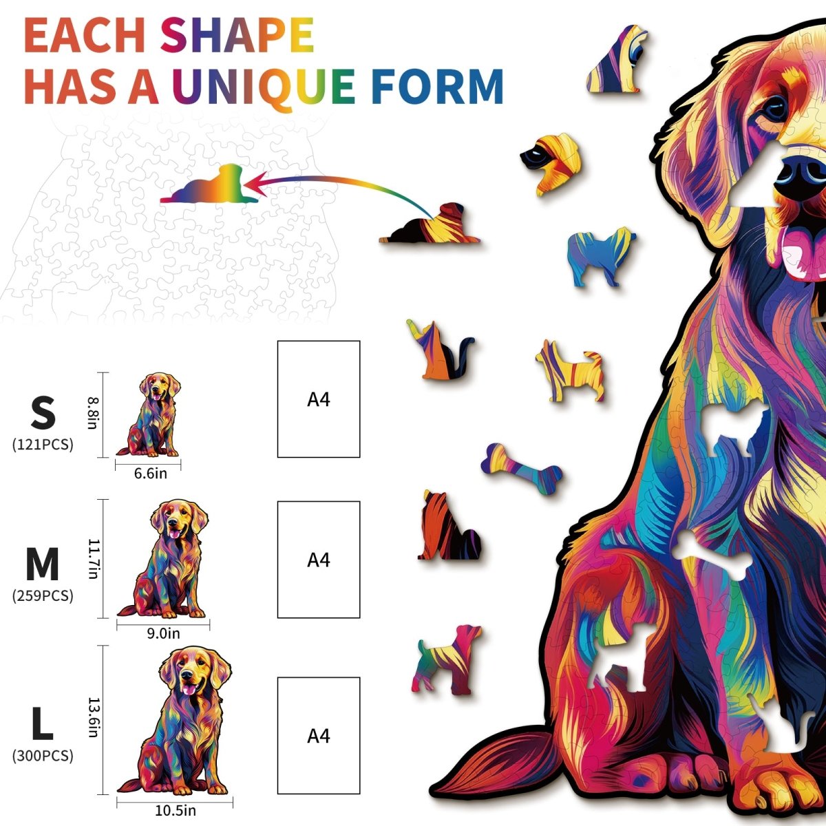 kaayee-wooden-puzzle-smile-golden-retriever-holzpuzzle-bunt-m image 5