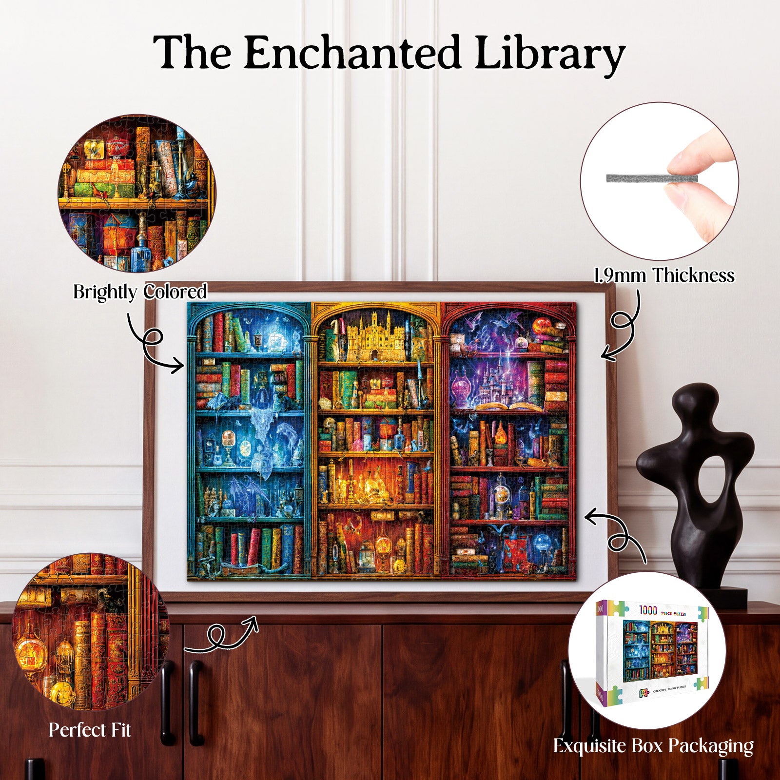 kaayee-cardboard-enchanted-library-puzzle-1000-teile-standard image 3