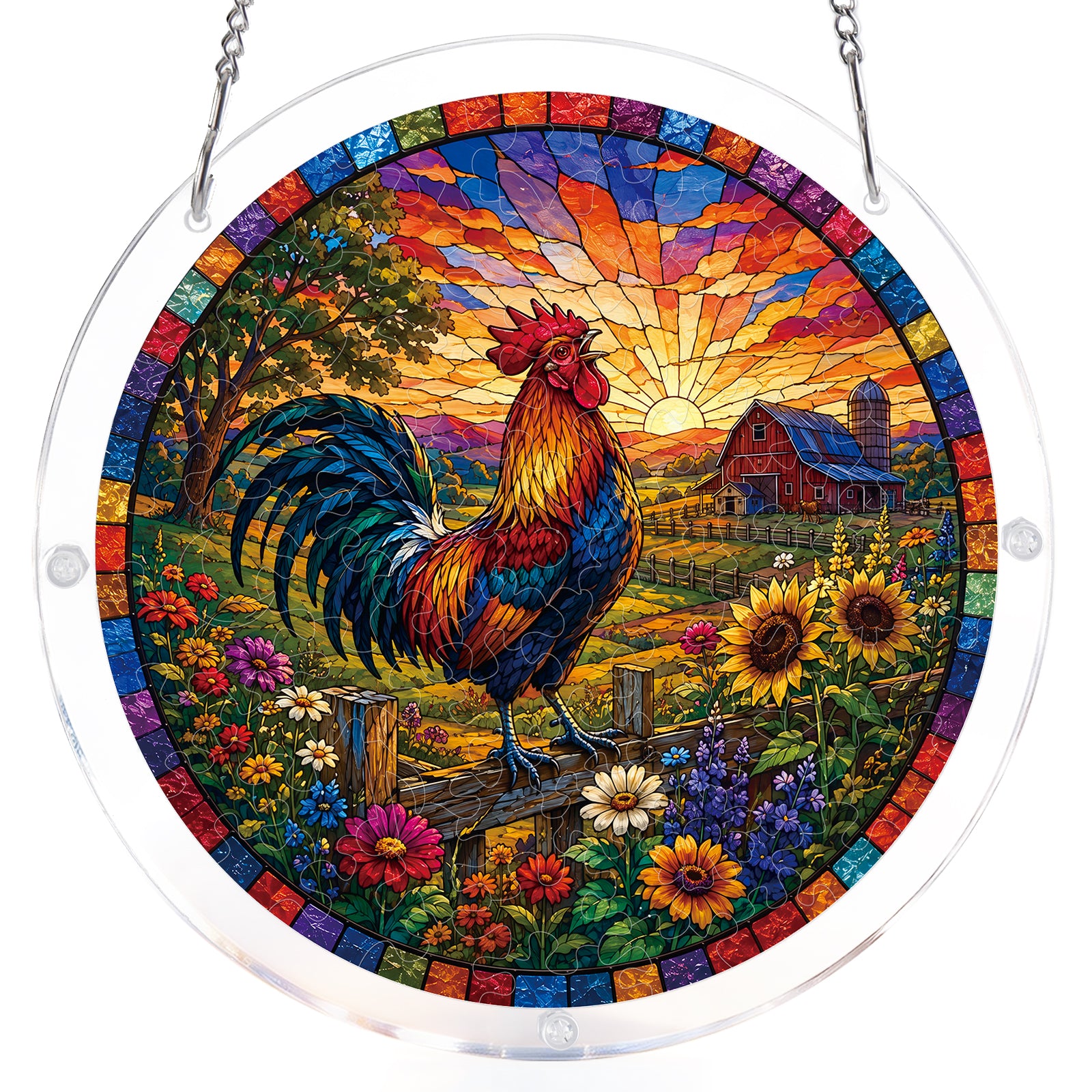 kaayee-suncatcher-puzzle-sunrise-rooster-suncatcher-hahn image 7