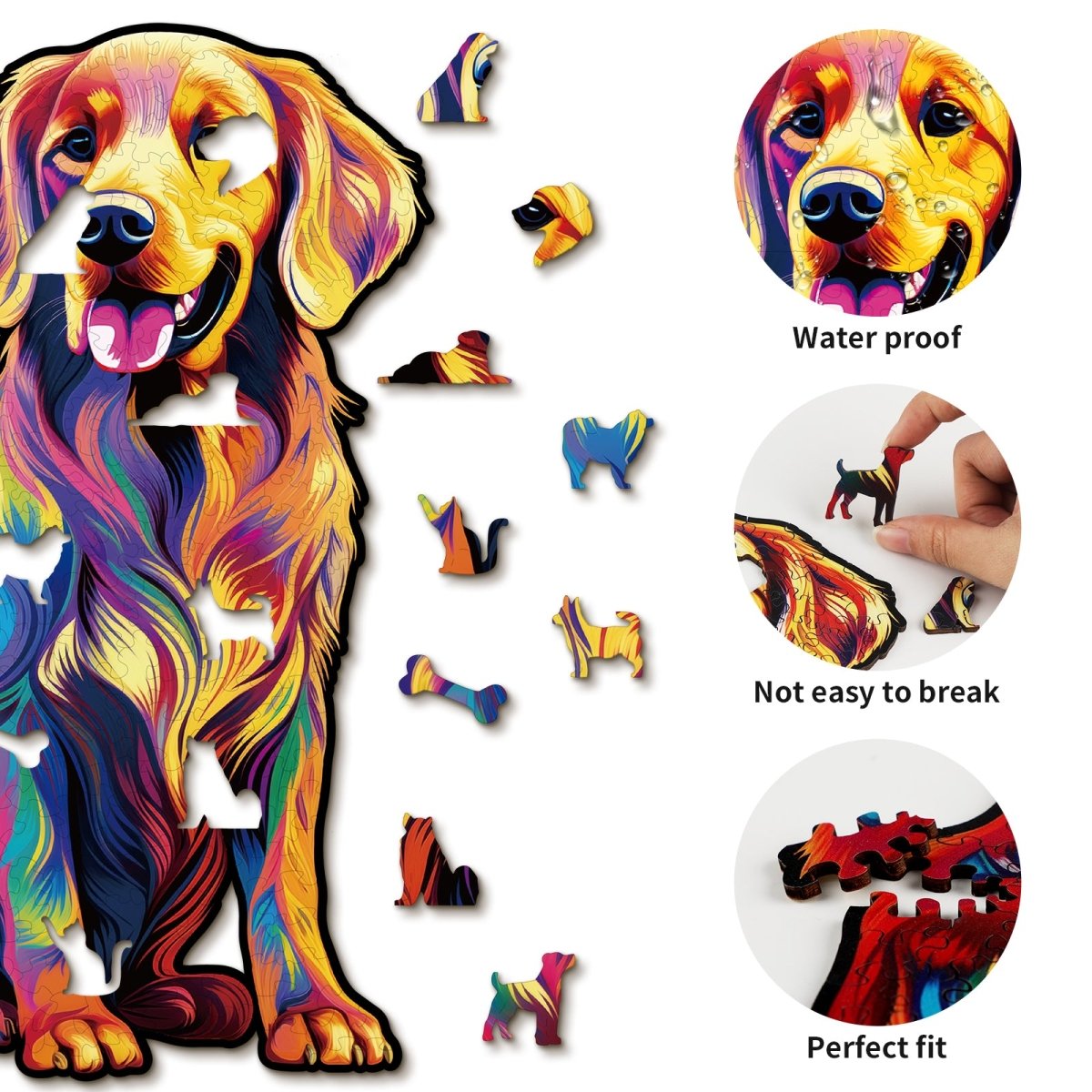 kaayee-wooden-puzzle-smile-golden-retriever-holzpuzzle-bunt-m image 2