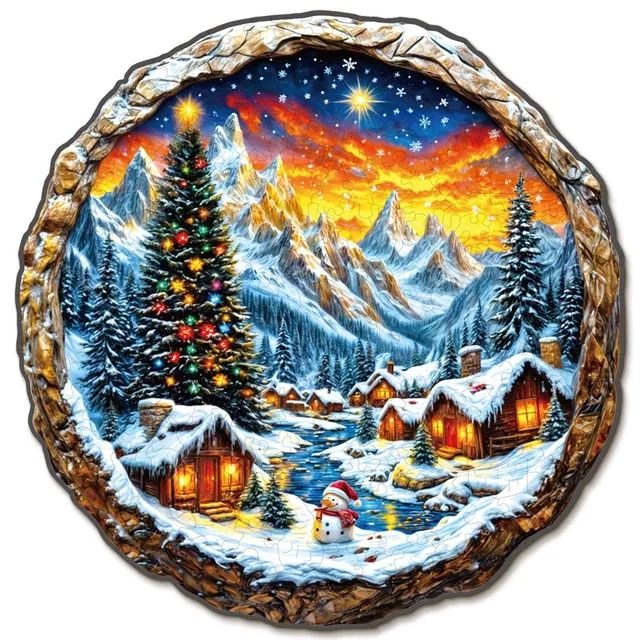 kaayee-wooden-3d-christmas-town-2-holzpuzzle-weihnachten image 1