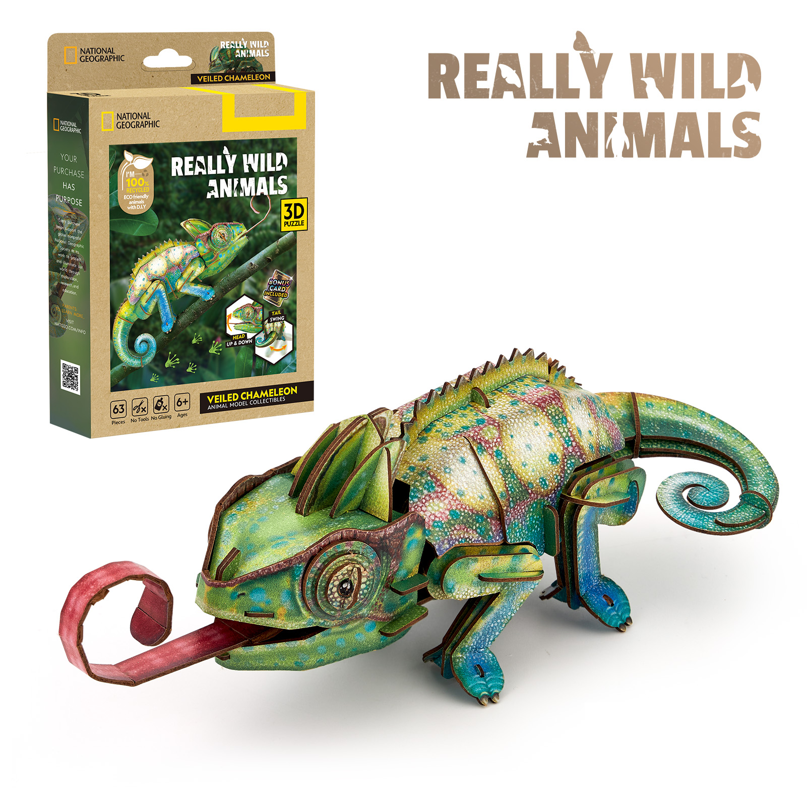 cubicfun-really-wild-animals-ds1186h-veiled-chameleon-3d-puzzle-tier image 1