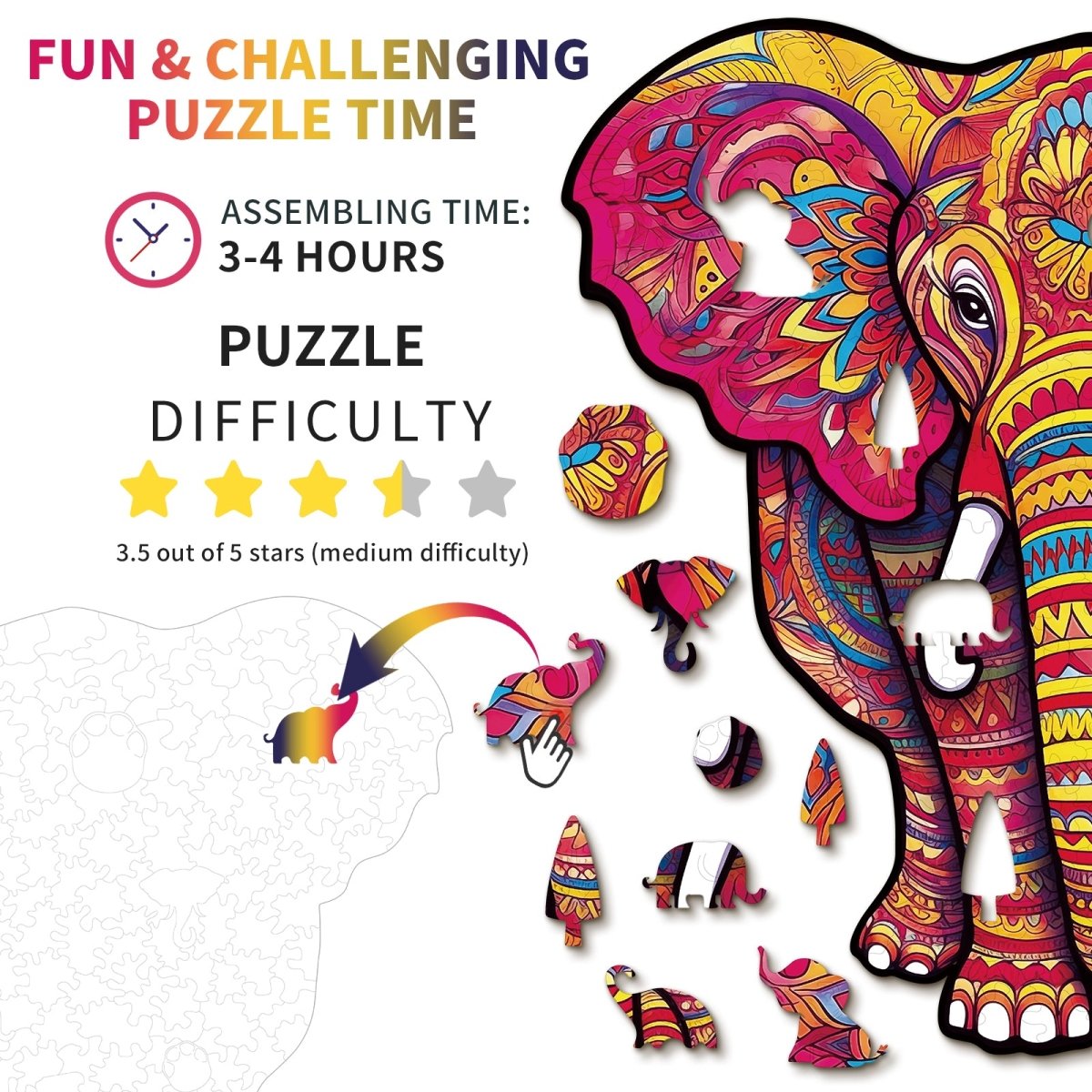 kaayee-mandala-elefant-holzpuzzle-medium-bunt-tiermotiv image 4