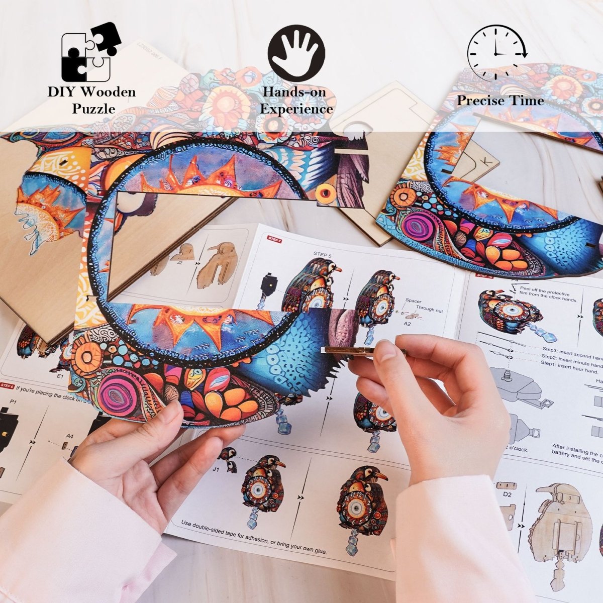 kaayee-clock-kit-penguin-family-holz-puzzleuhr-standard image 3