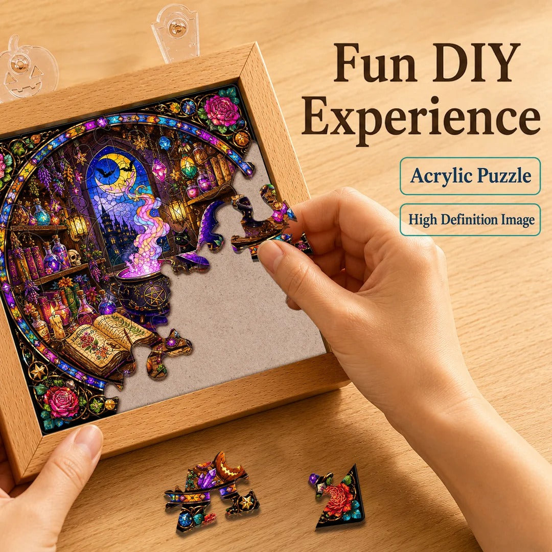kaayee-witch-s-alchemy-lab-puzzle-nachtlicht-mit-holzrahmen image 2