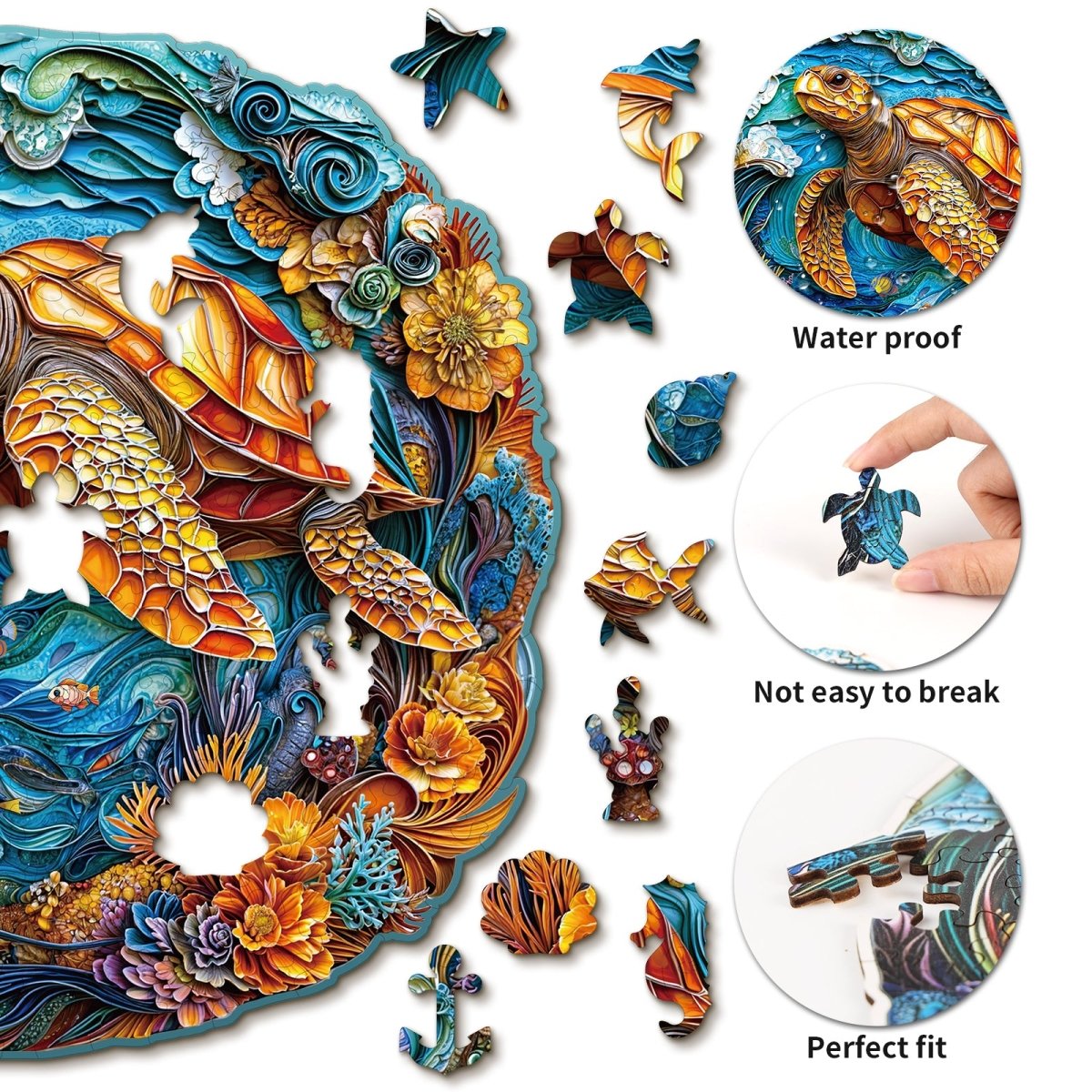 kaayee-wooden-puzzle-steady-sea-turtle-holzpuzzle-medium-meer image 2