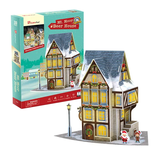 cubicfun-my-christmas-village-p804h-mt-moor-beer-house-3d-puzzle image 1
