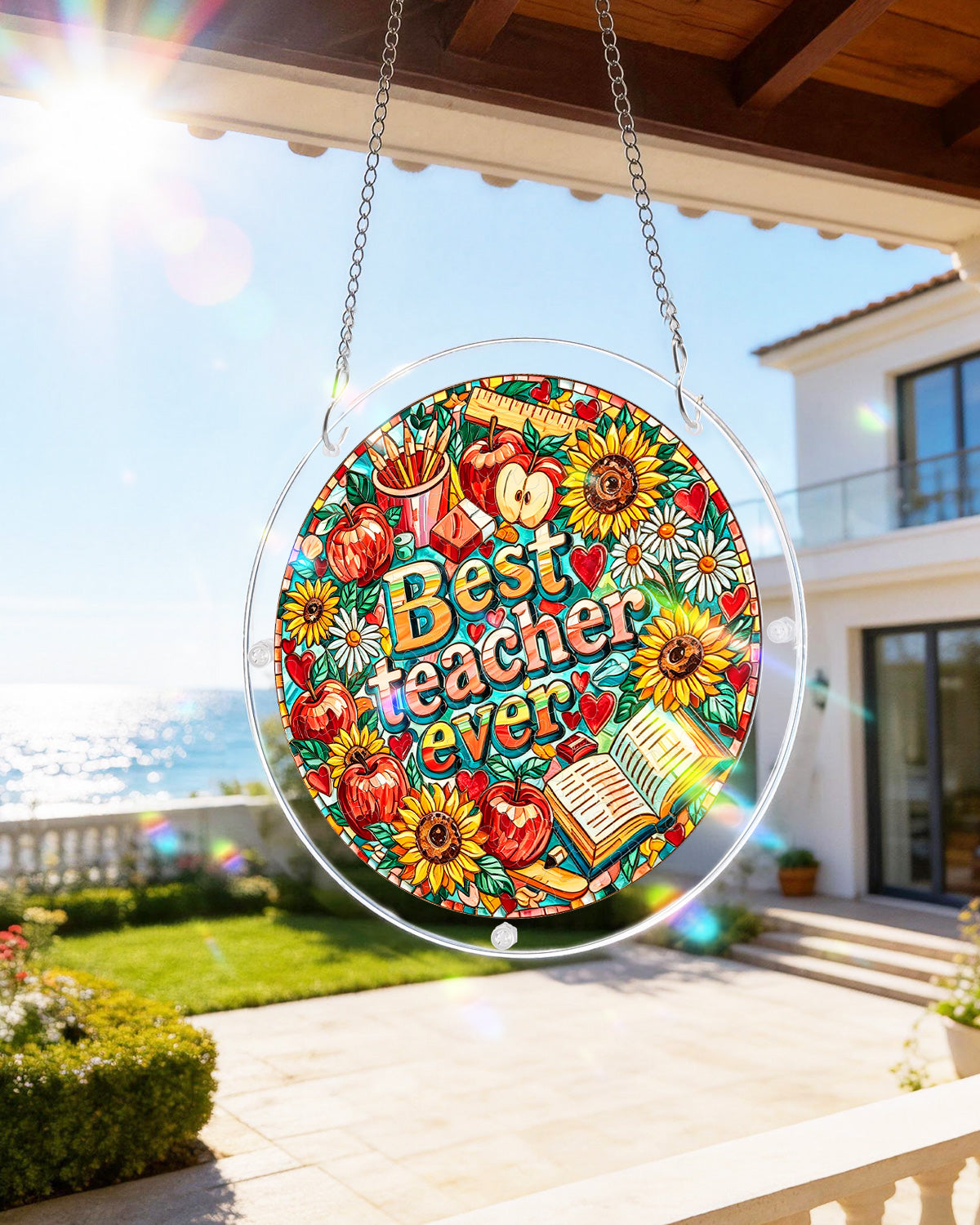 kaayee-best-teacher-ever-suncatcher-fensterbild-medium image 8
