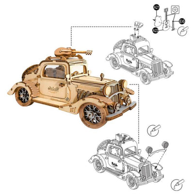 magicholz-mechanischer-bausatz-vintage-auto-mit-gitarre-holzmodell image 8