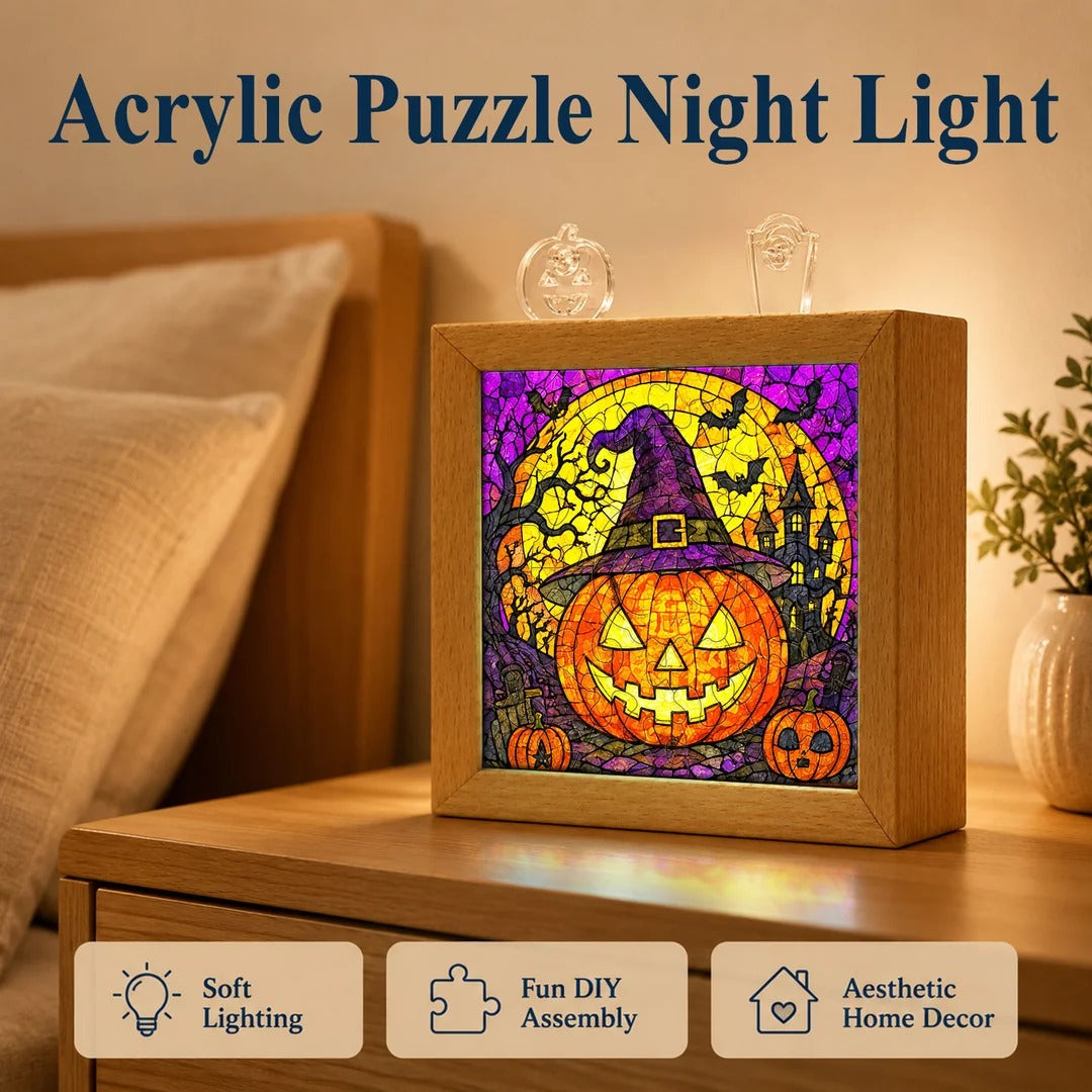 kaayee-pumpkin-lantern-night-acryl-puzzle-nachtlicht-holzrahmen image 5