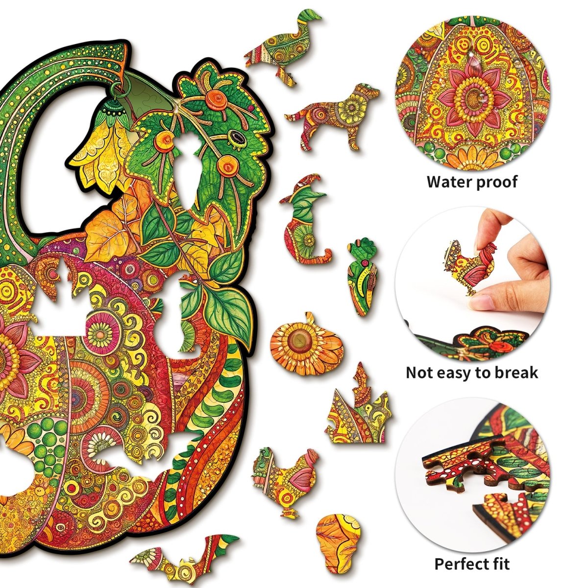 kaayee-wooden-puzzle-mandala-pumpkin-holzpuzzle-medium-herbst image 2