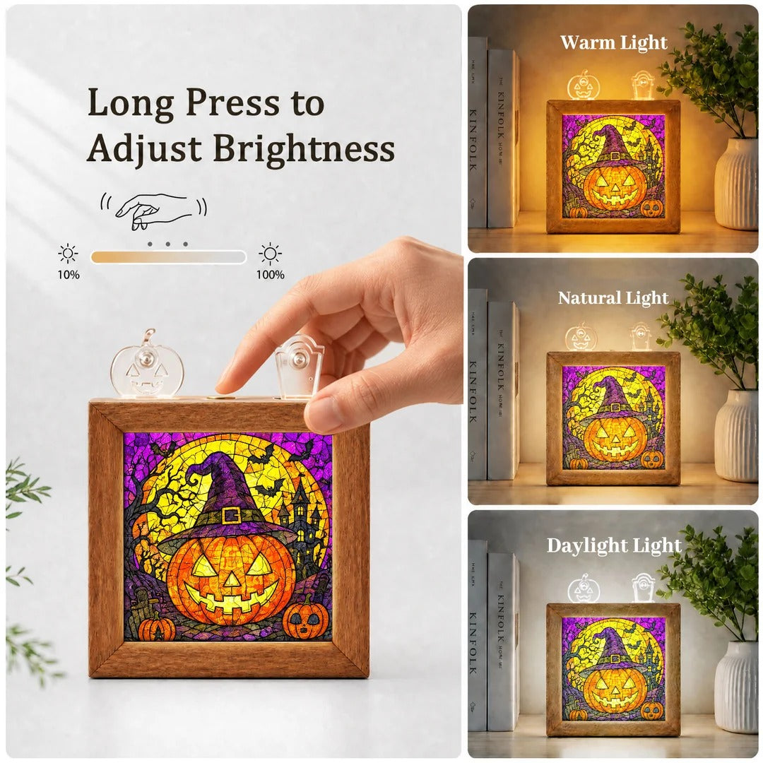 kaayee-pumpkin-lantern-night-acryl-puzzle-nachtlicht-holzrahmen image 3