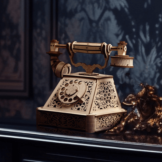 magicholz-mechanischer-bausatz-retro-telephone-holztelefon image 1
