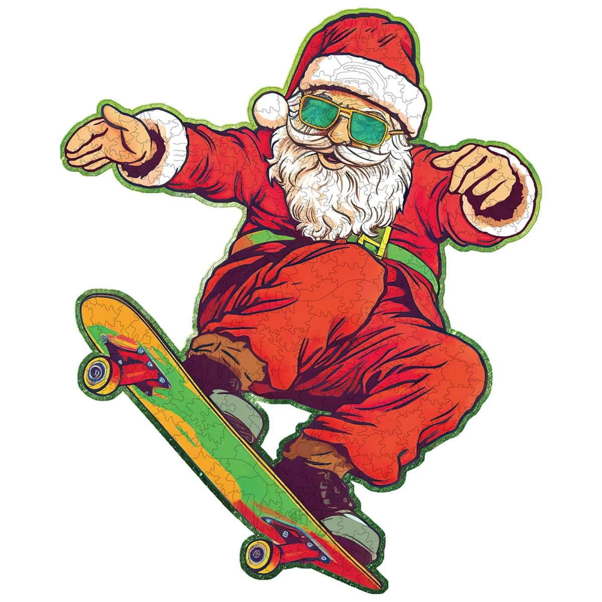kaayee-wooden-puzzle-skateboarding-santa-holzpuzzle-small image 1