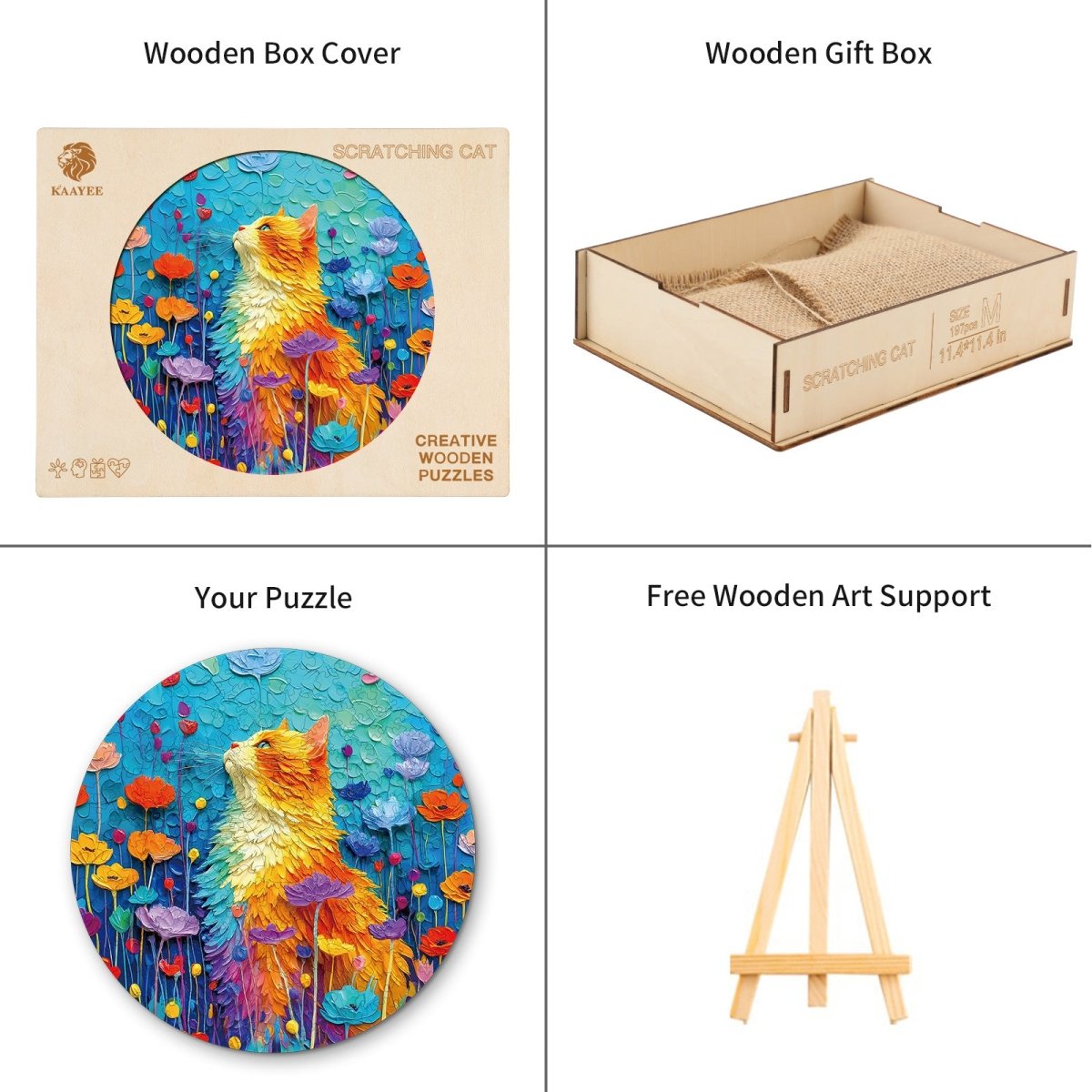 kaayee-wooden-puzzle-scratching-cat-holzpuzzle-medium-runde-katze image 3