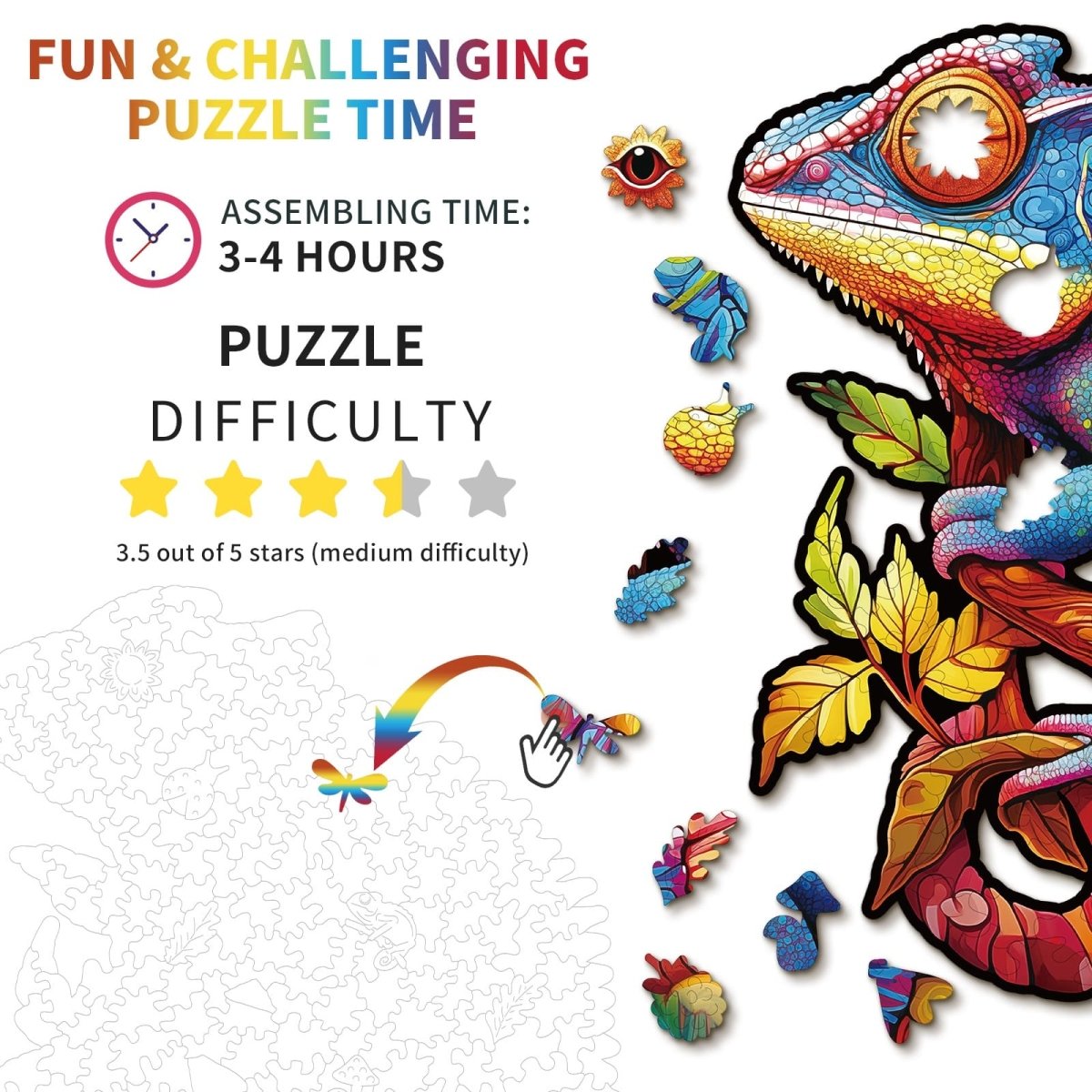 kaayee-wooden-puzzle-colorful-chameleon-holzpuzzle-medium image 4