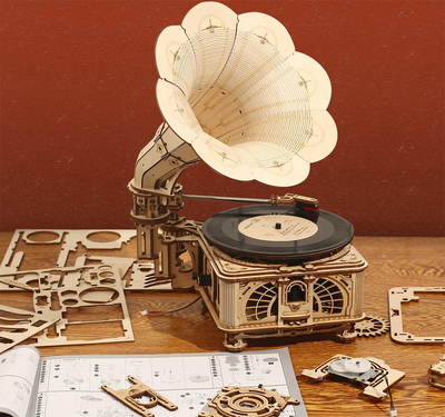 magicholz-mechanischer-bausatz-retro-grammophon-holzpuzzle-mit-kurbel image 6
