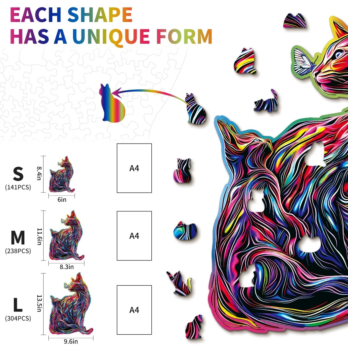 kaayee-parent-child-cat-holzpuzzle-medium-bunt-katze-kitten image 5
