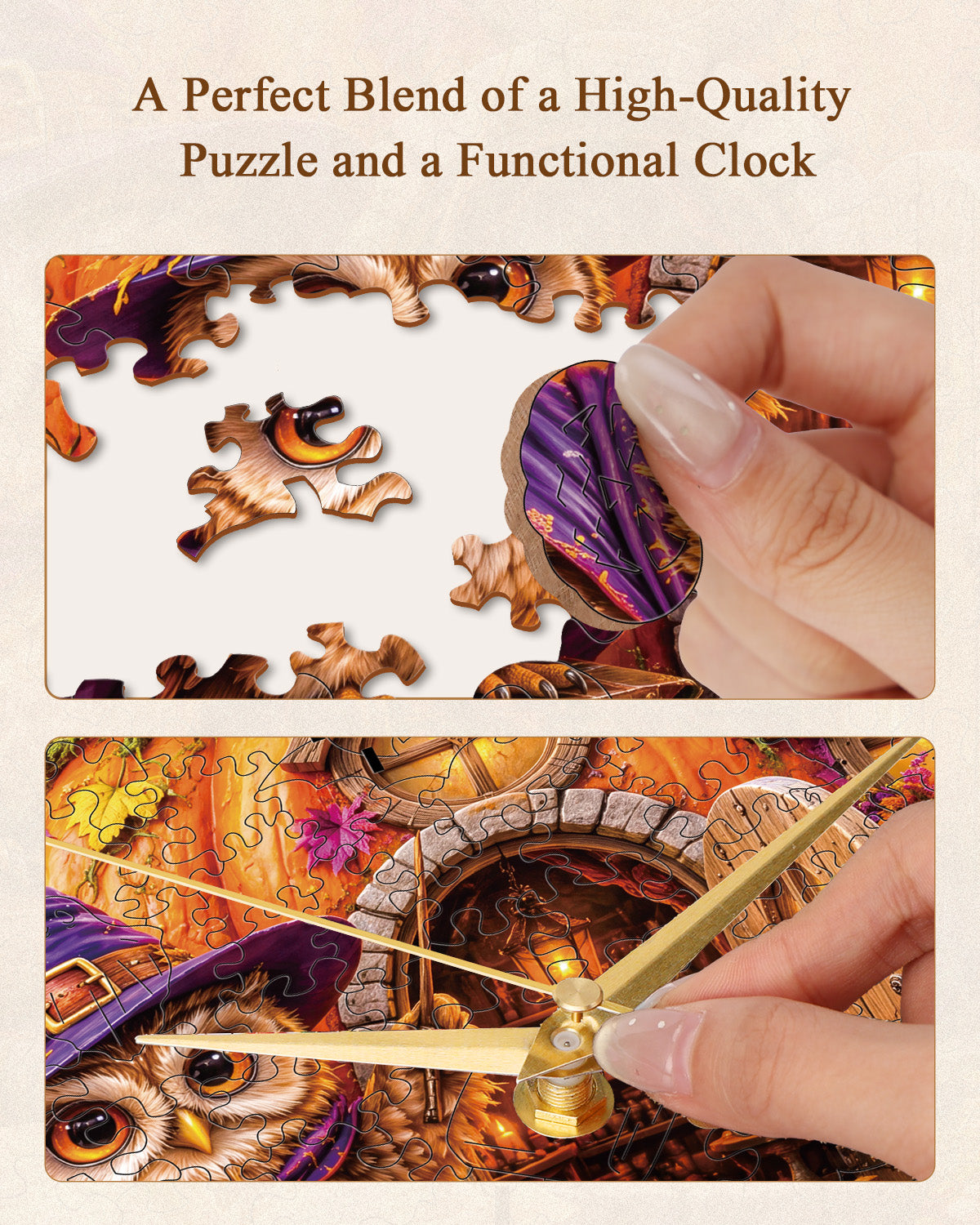 kaayee-clock-kit-enchanted-pumpkin-cottage-holz-puzzle-uhr image 5