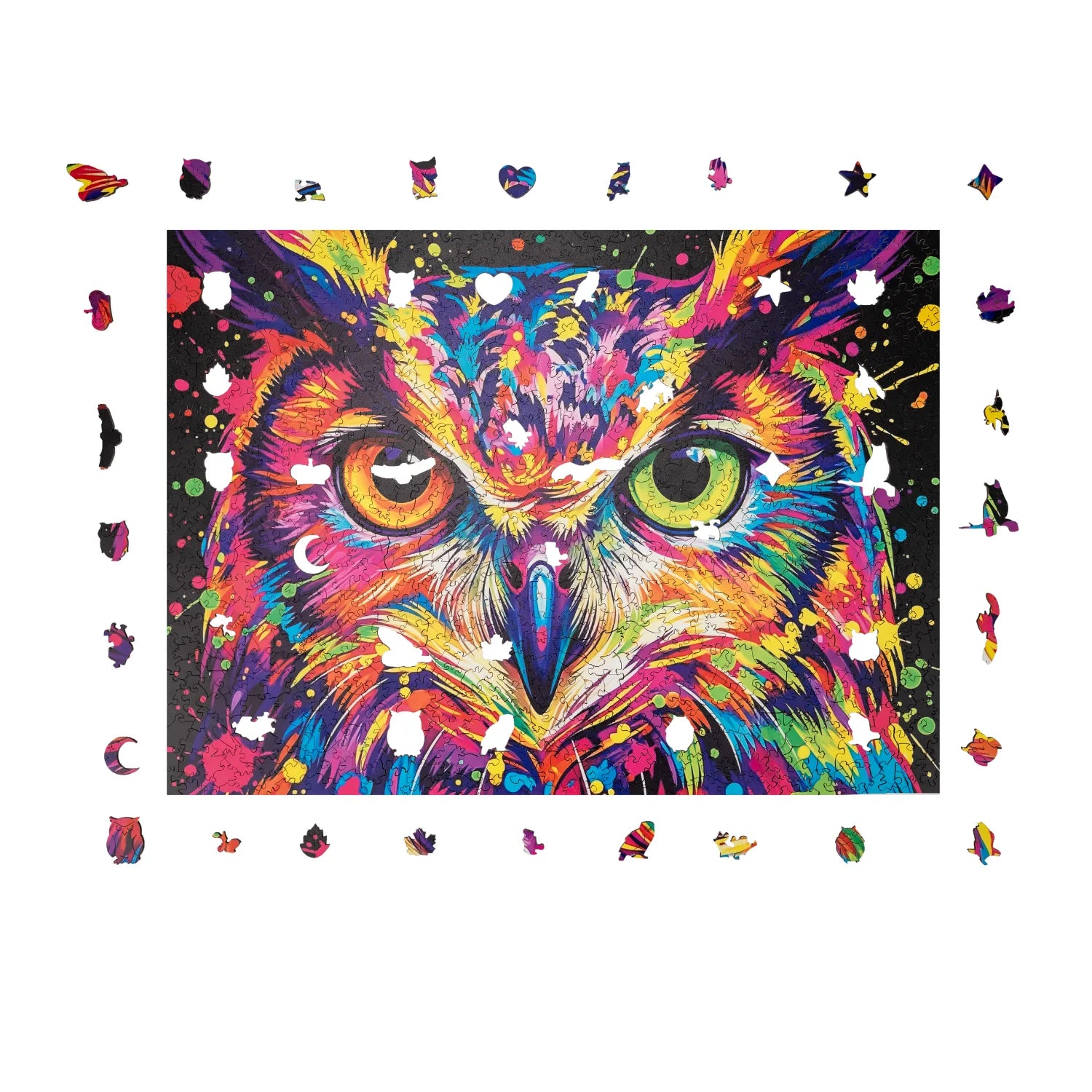 magicholz-holzpuzzle-bunte-eule-1000-teile-mit-40-spezialteilen image 1
