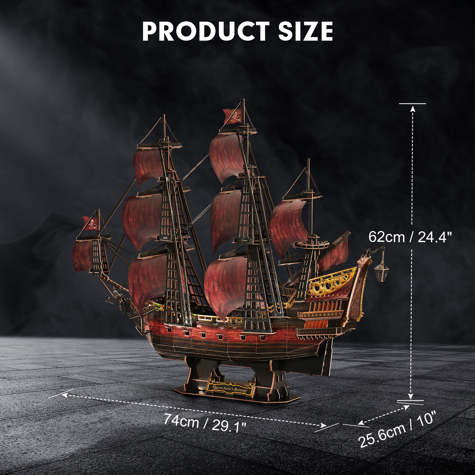 cubicfun-pirates-t4040h-queen-anne-s-revenge-3d-puzzle-391-teile-rot image 7