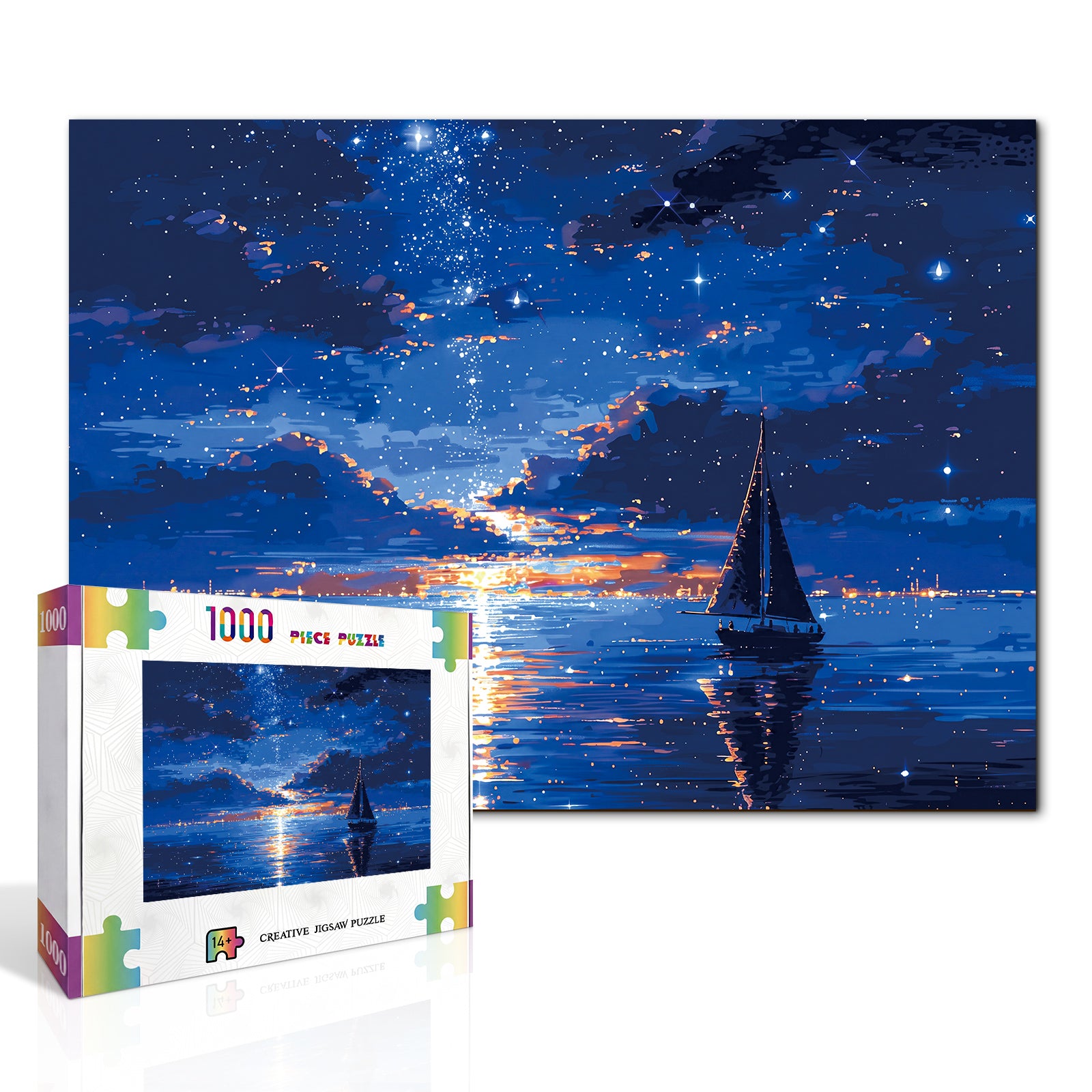kaayee-cardboard-puzzle-moonlit-seascape-1000-teile-eco-mondmeer image 2