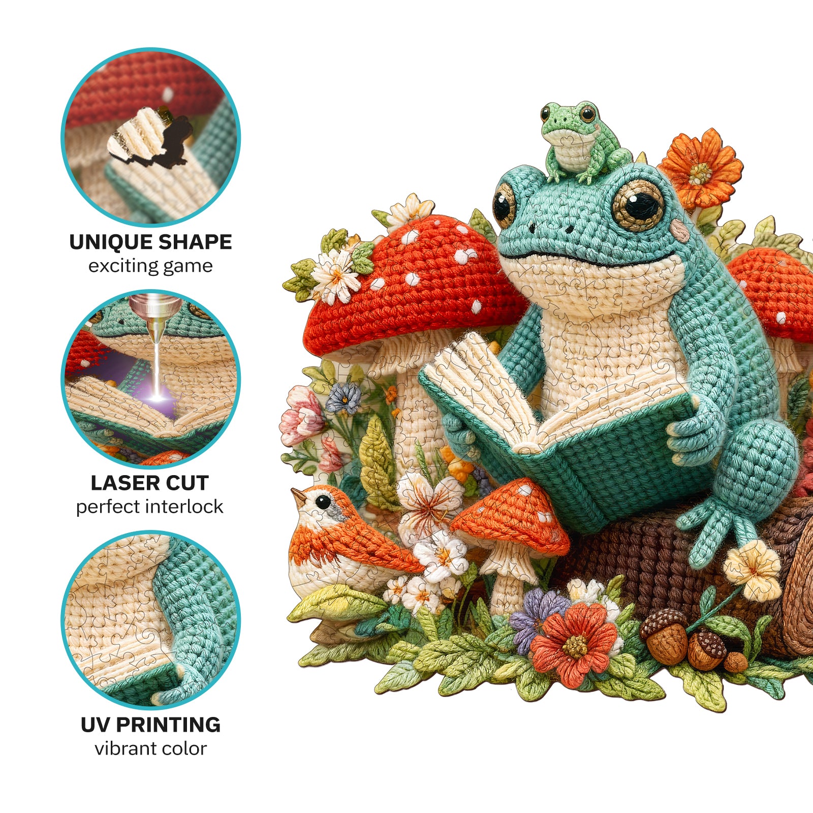 jigfoxy-reading-frog-holzpuzzle-m-194-teile-frosch image 3