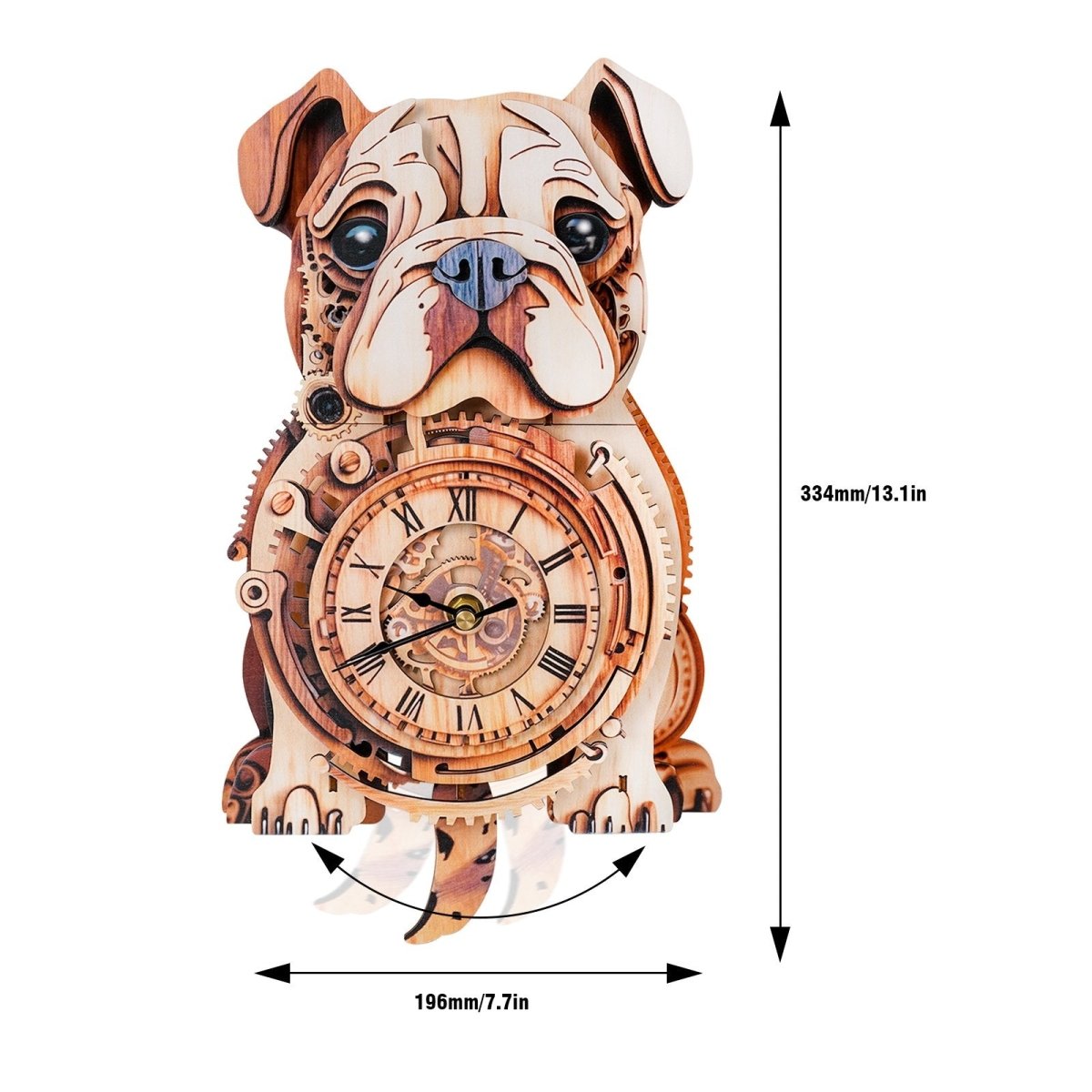 kaayee-clock-kit-bulldog-holzuhr-3d-puzzle-bausatz-hund image 2